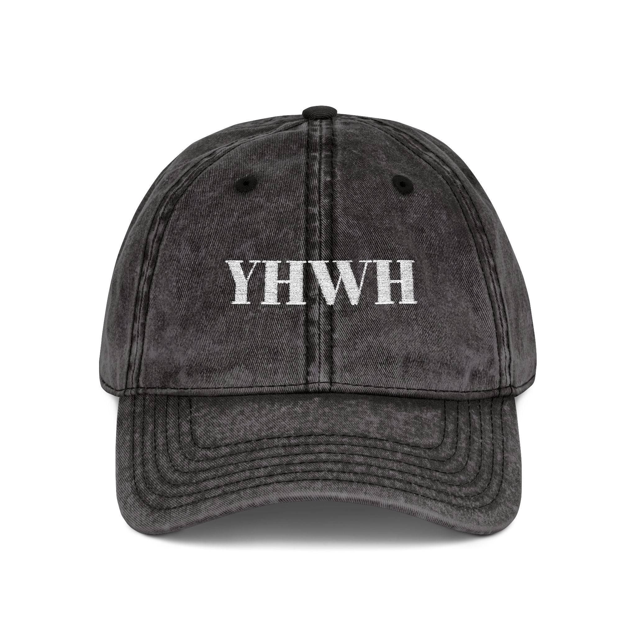 Vintage YHWH Embroidered Cap — Distressed Red Religious Baseball Hat
