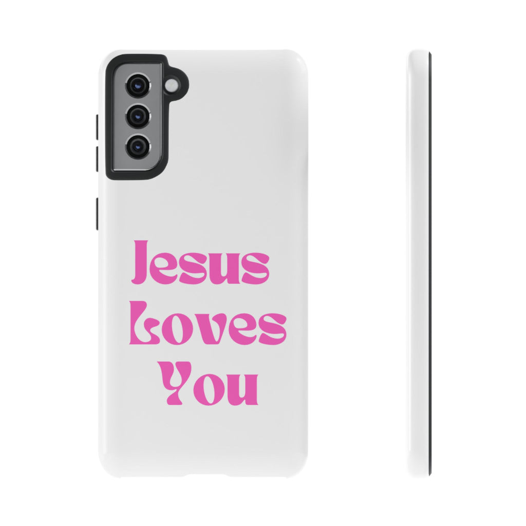 Jesus Loves You Phone Case — Pink Retro Christian Phone Cover