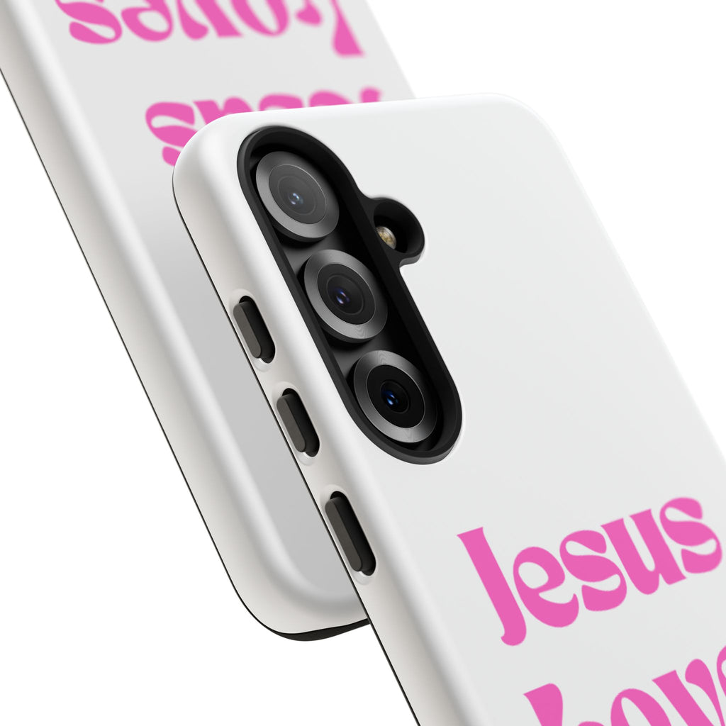 Jesus Loves You Phone Case — Pink Retro Christian Phone Cover