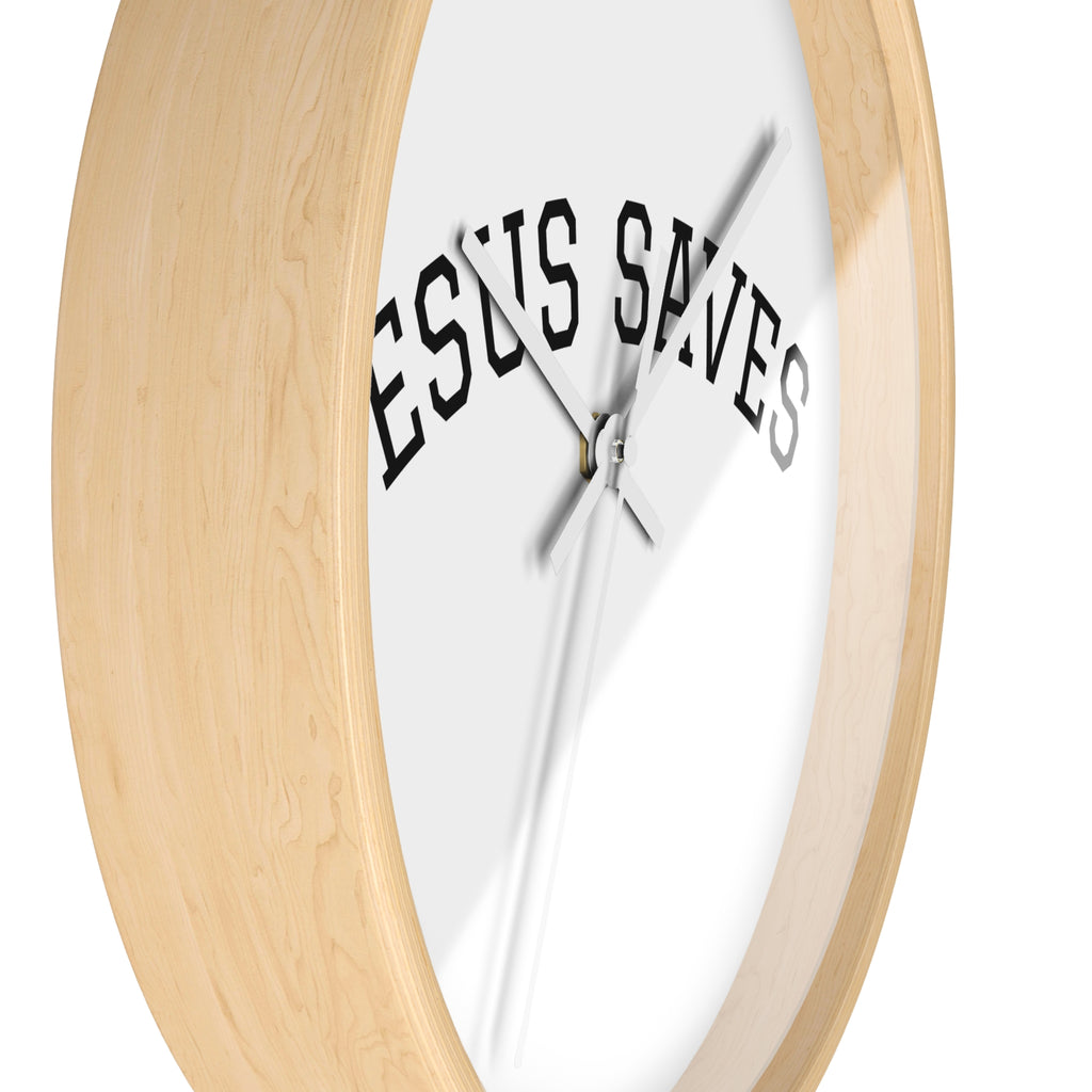 Jesus Saves Wall Clock – Minimalist Christian Home Decor