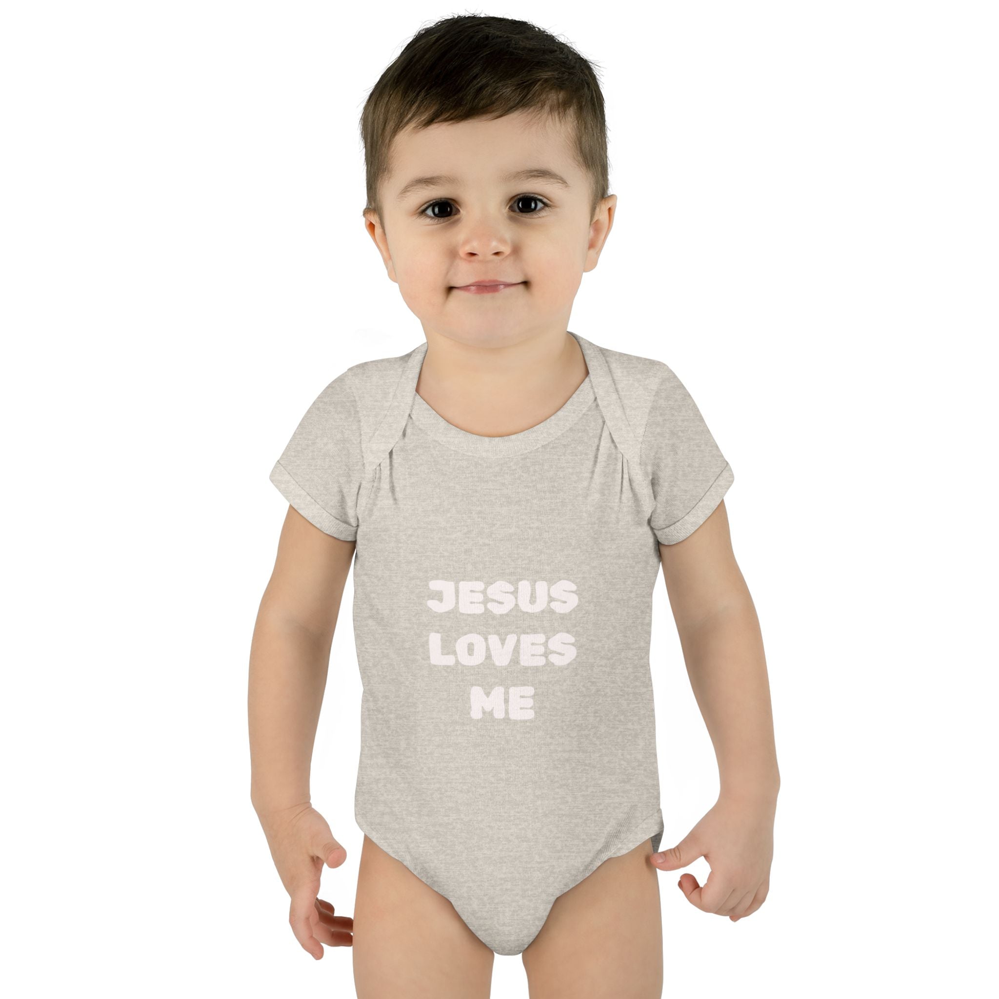 Jesus Loves Me Infant Rib One-Piece (Plain White)