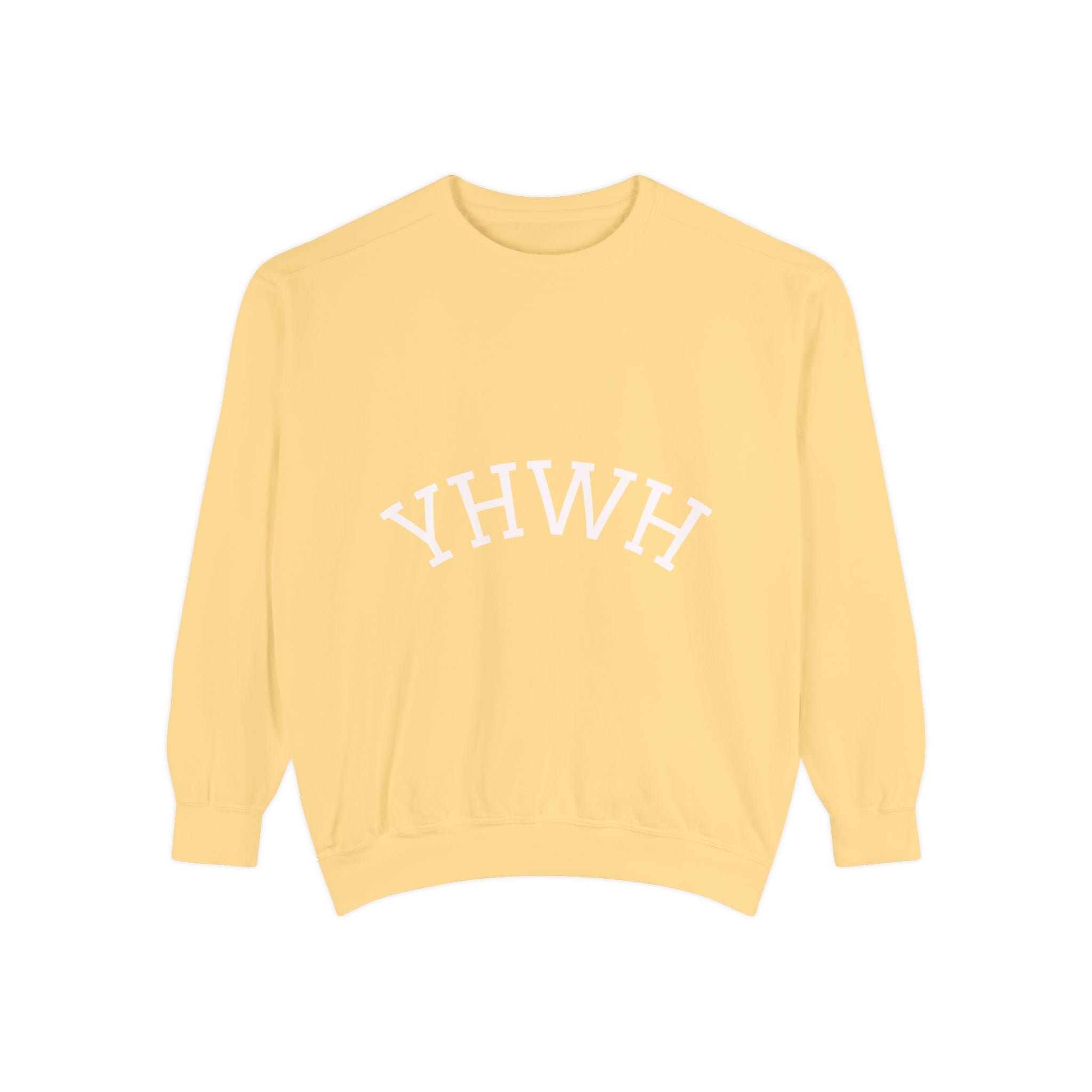 YHWH Arch Logo Sweatshirt  Soft White Garment-Dyed Crewneck