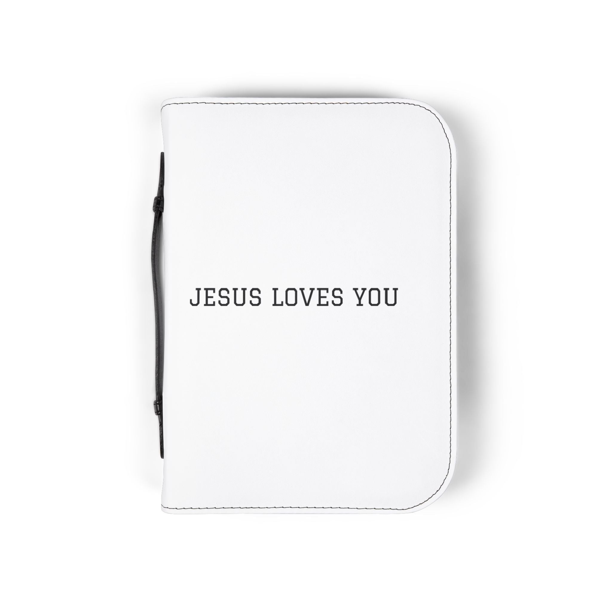 Bible Cover — 'Jesus Loves You' Zippered Bible Case (White)