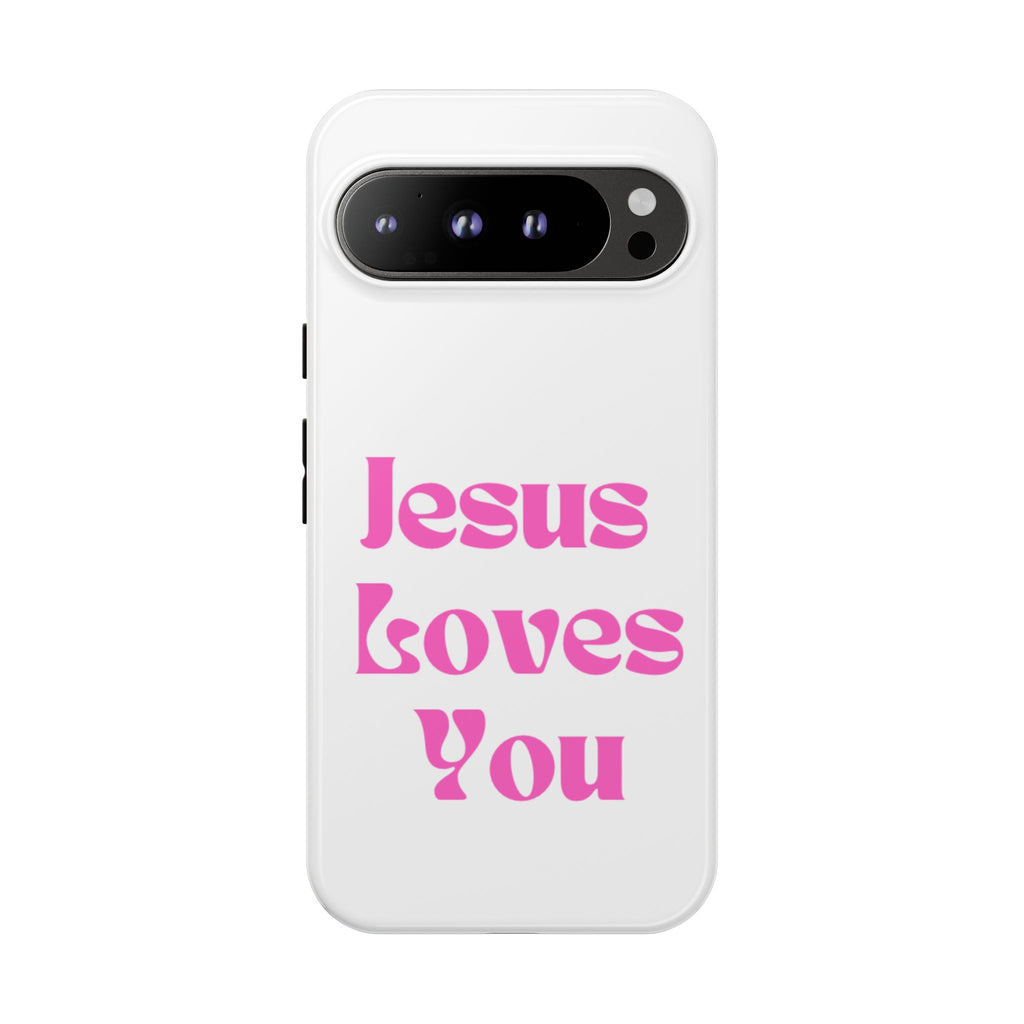 Jesus Loves You Phone Case — Pink Retro Christian Phone Cover