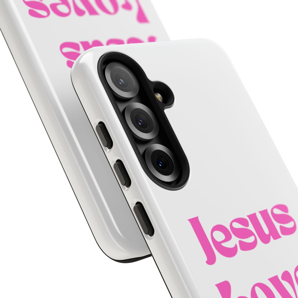 Jesus Loves You Phone Case — Pink Retro Christian Phone Cover