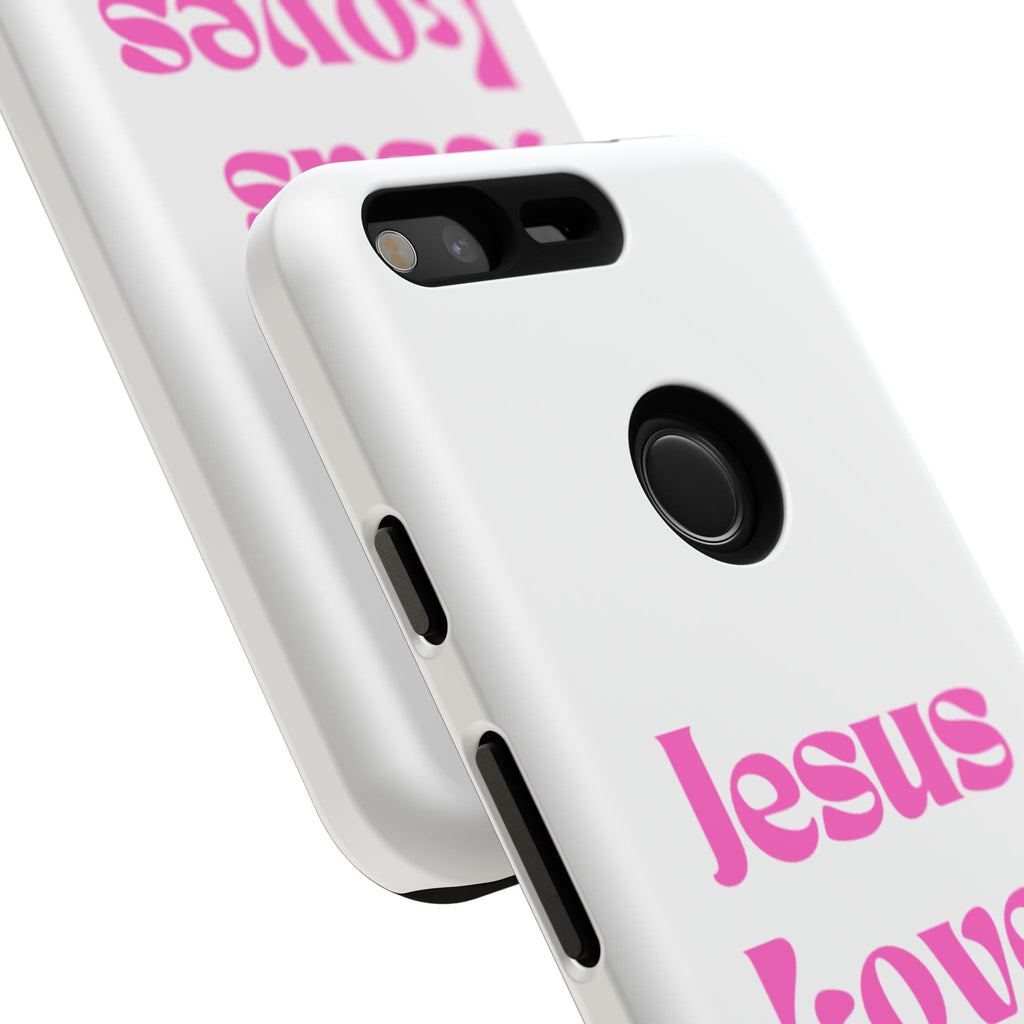 Jesus Loves You Phone Case — Pink Retro Christian Phone Cover