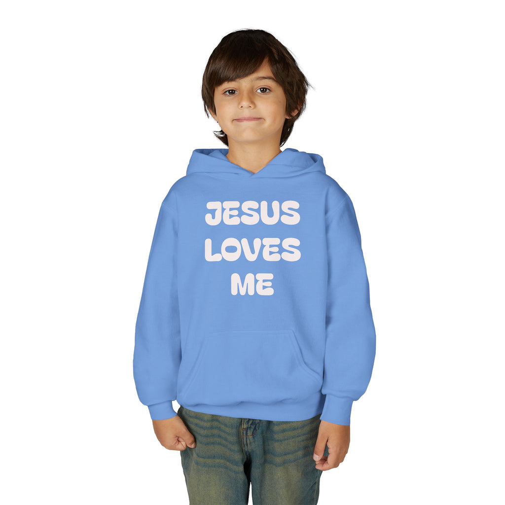 Youth Hoodie — 'Jesus Loves Me' Pastel Faith Pullover