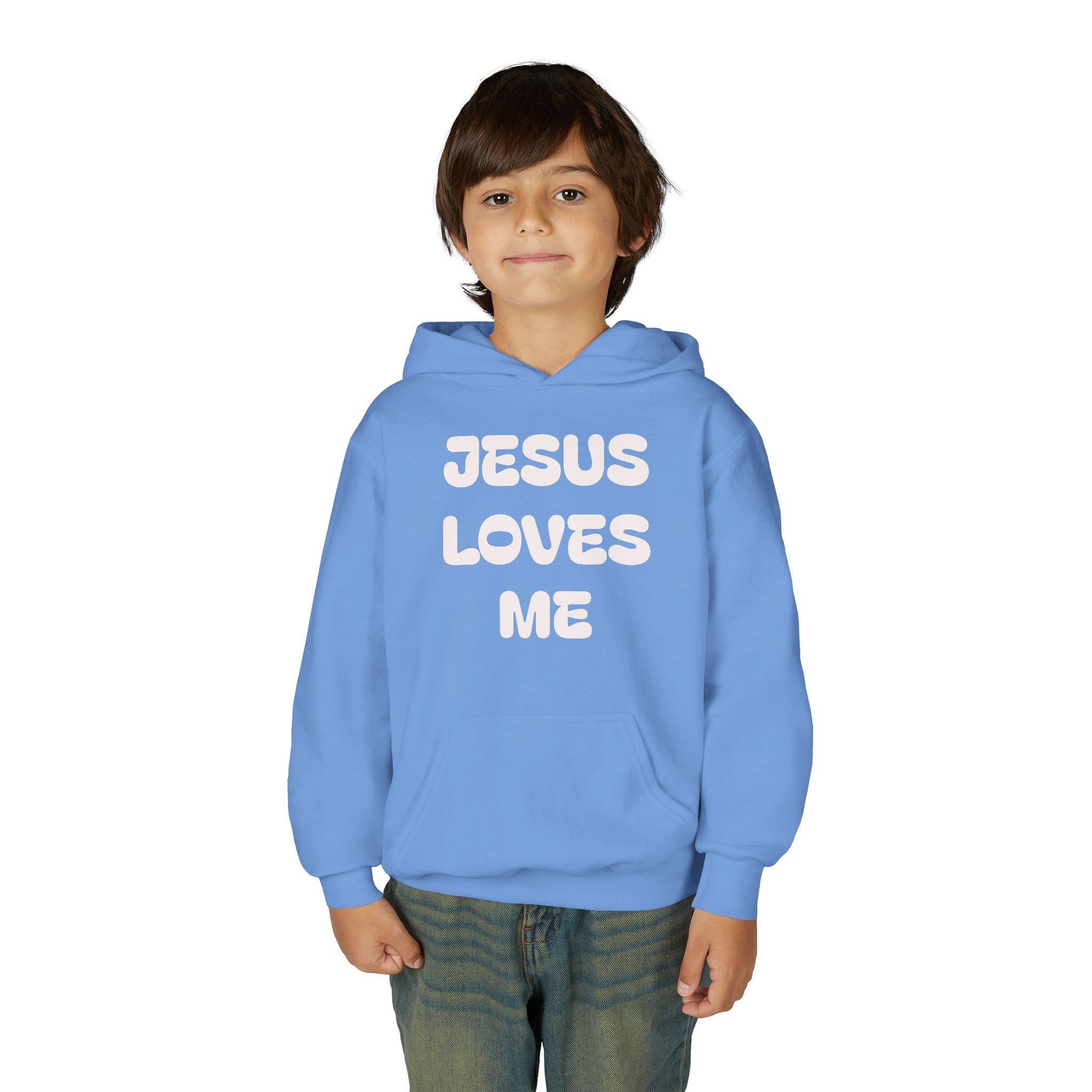 Youth Hoodie — 'Jesus Loves Me' Pastel Faith Pullover