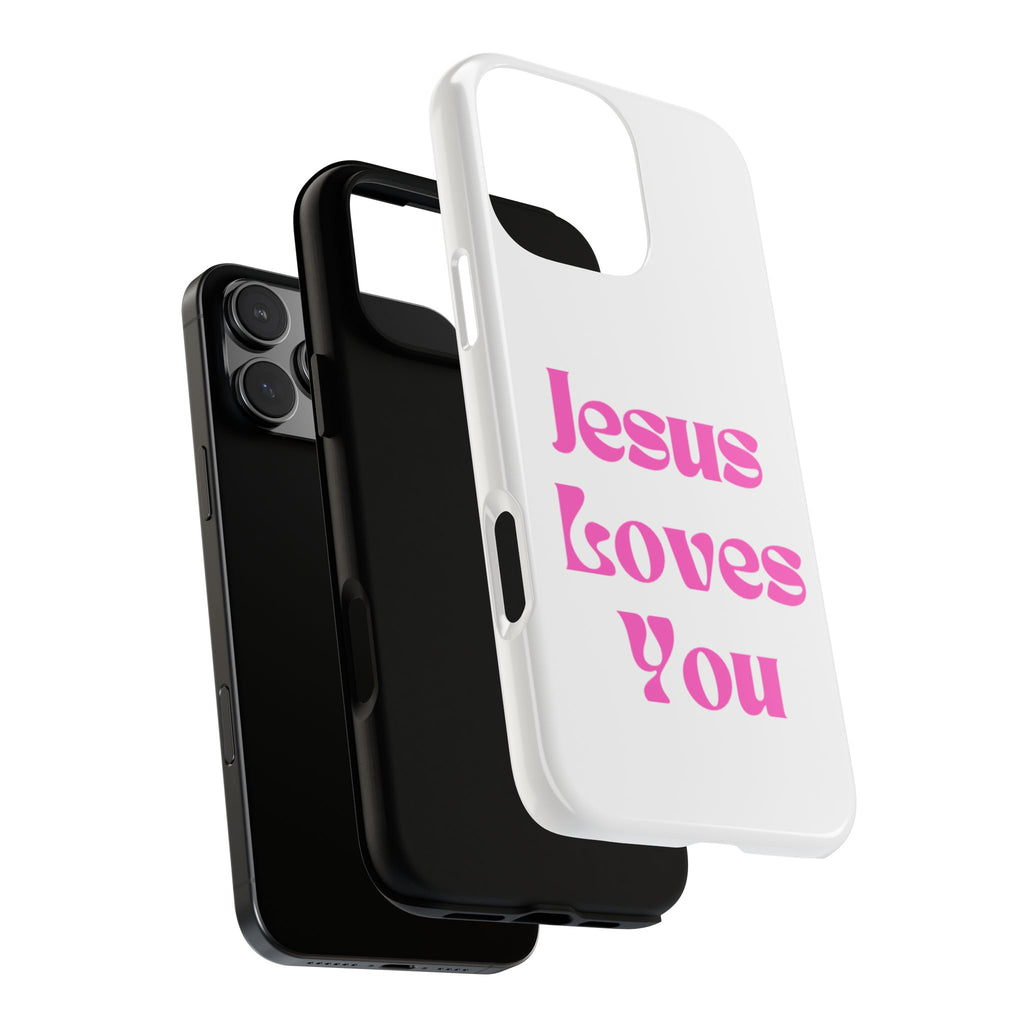 Jesus Loves You Phone Case — Pink Retro Christian Phone Cover