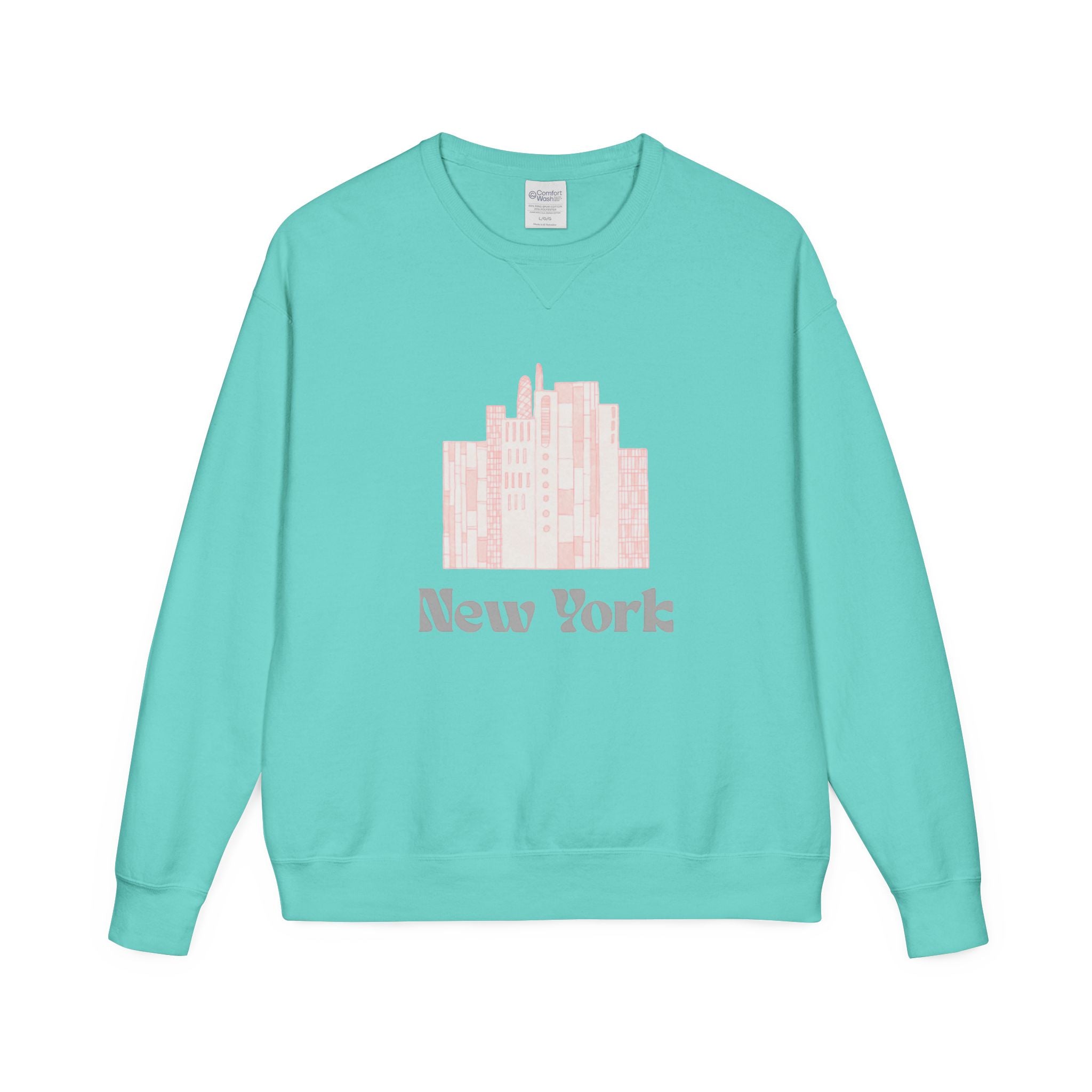 New York Skyline Crewneck Sweatshirt — Soft Pastel City Graphic