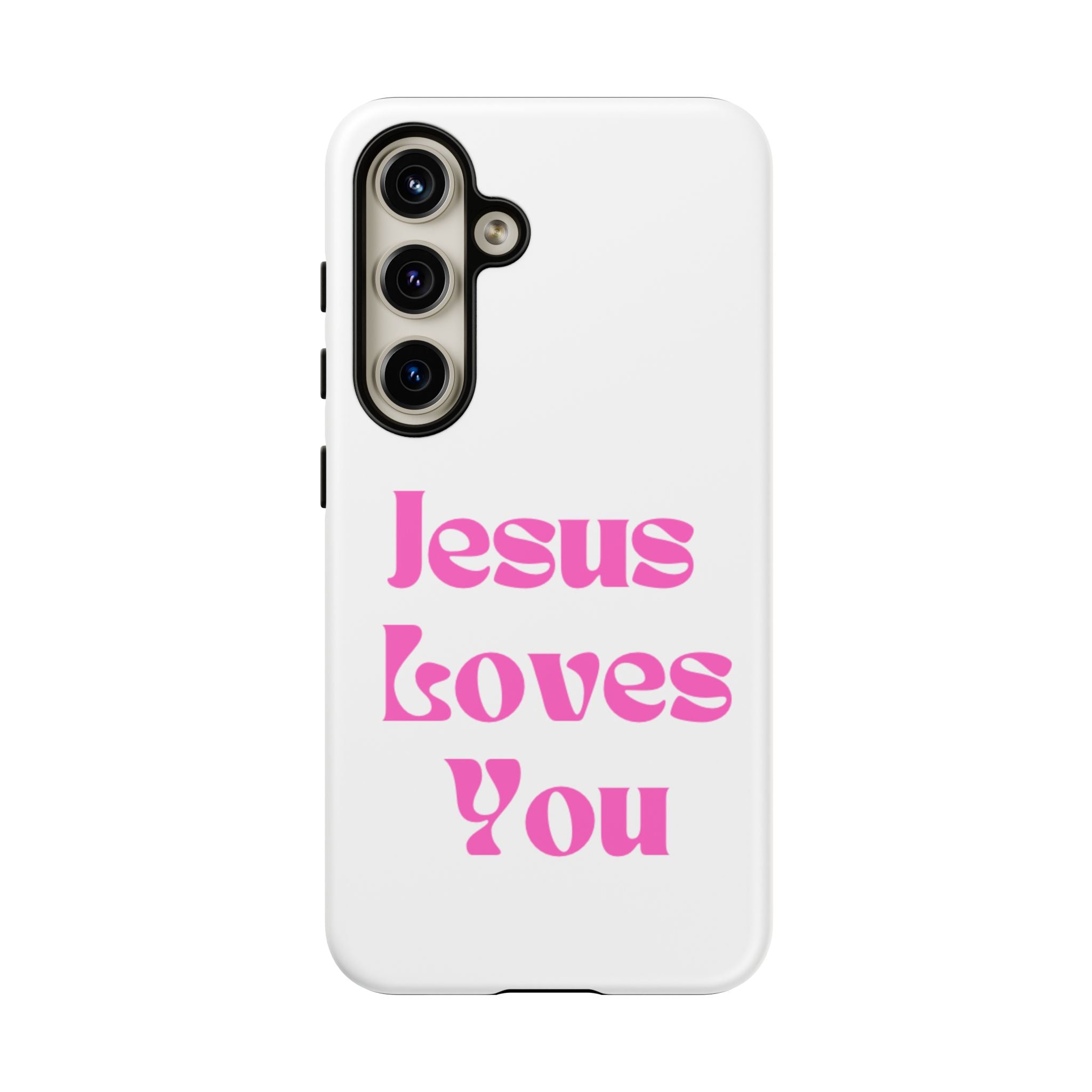 Jesus Loves You Phone Case — Pink Retro Christian Phone Cover