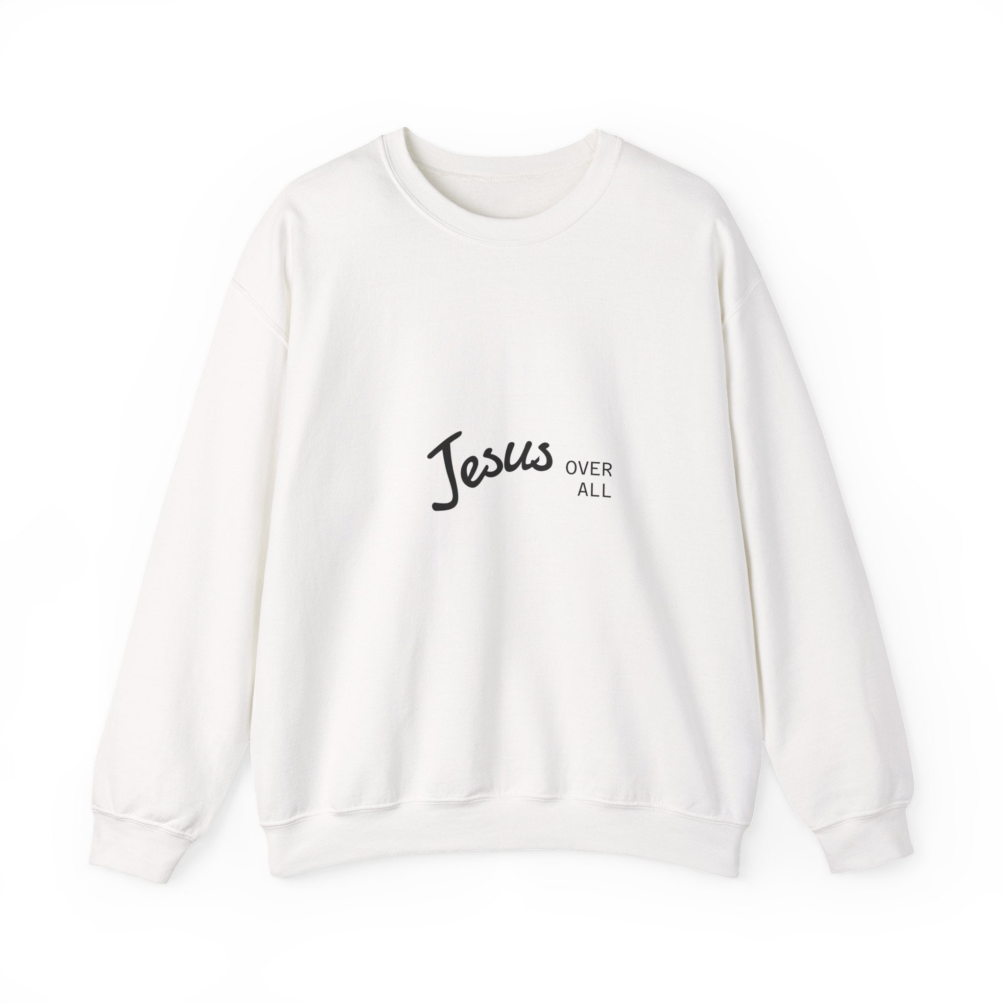 Jesus Over All Crewneck Sweatshirt — Faith Graphic Sweatshirt
