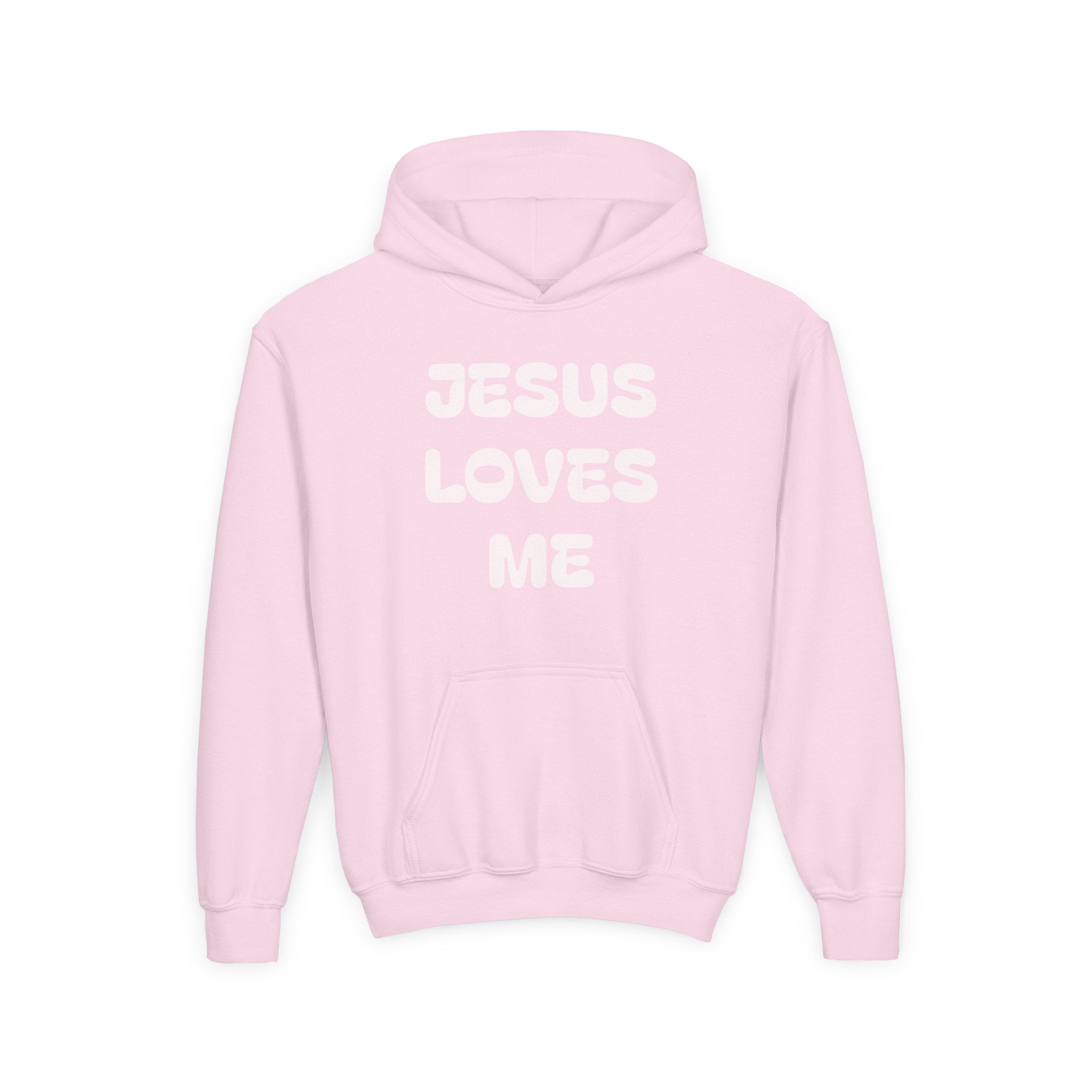 Youth Hoodie — 'Jesus Loves Me' Pastel Faith Pullover