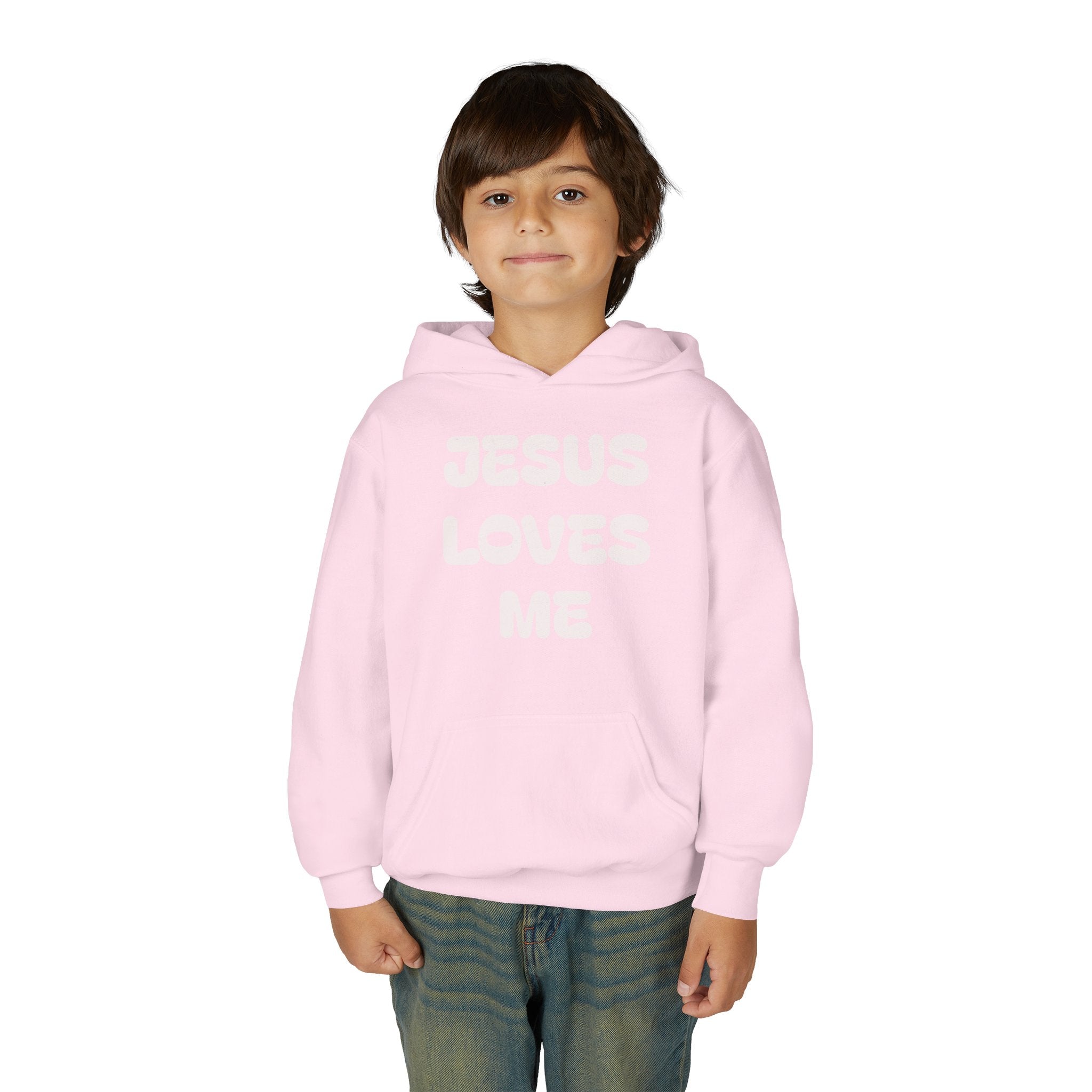 Youth Hoodie — 'Jesus Loves Me' Pastel Faith Pullover