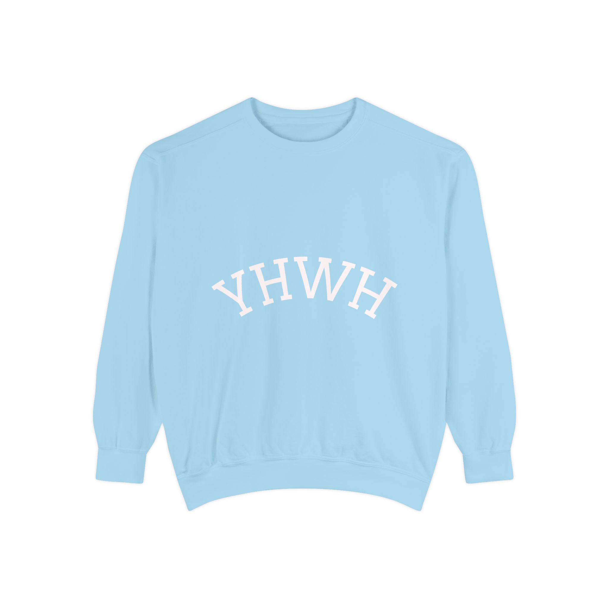 YHWH Arch Logo Sweatshirt  Soft White Garment-Dyed Crewneck