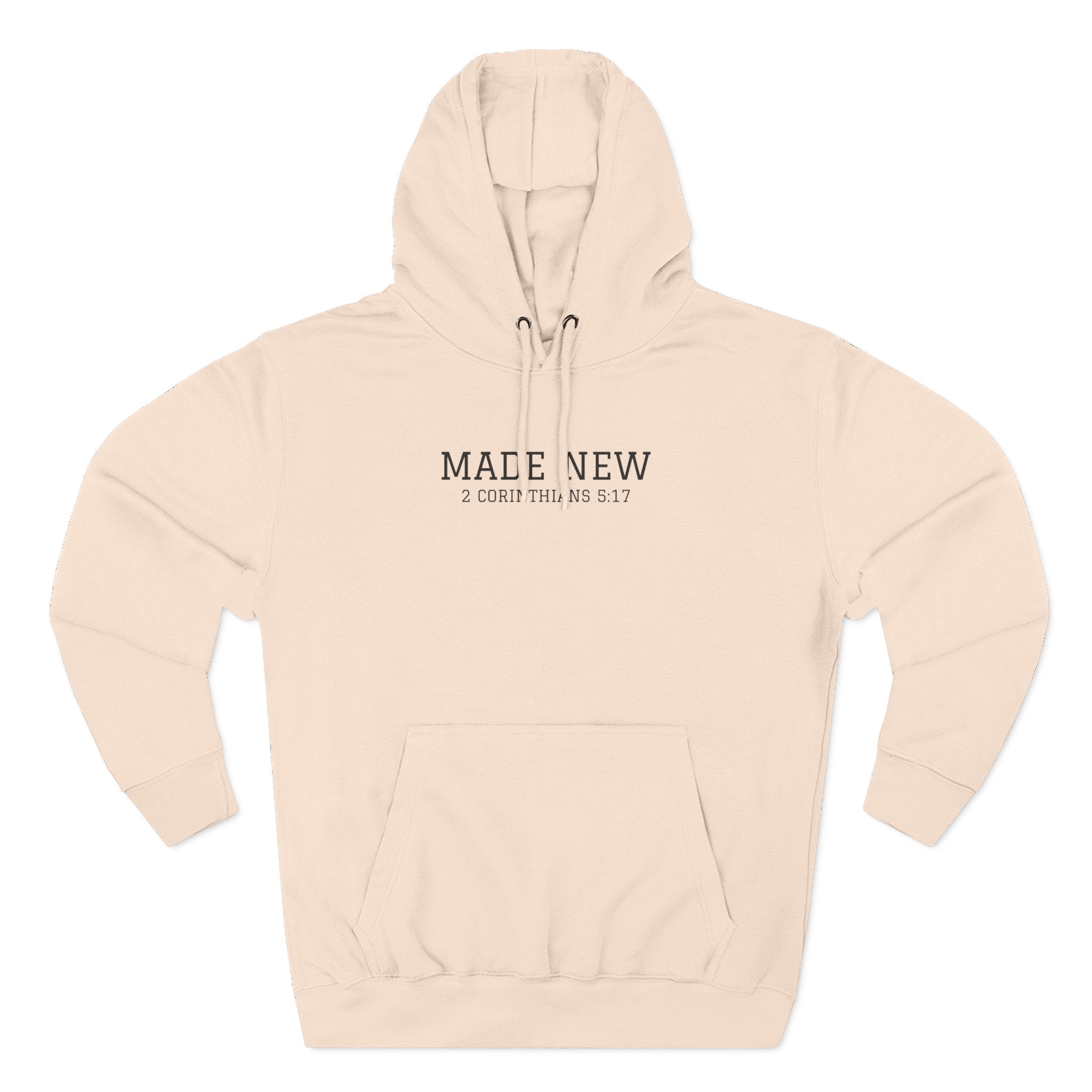 Minimal 'Made New' Fleece Men's Hoodie — Soft White Pullover Hooded Sweatshirt