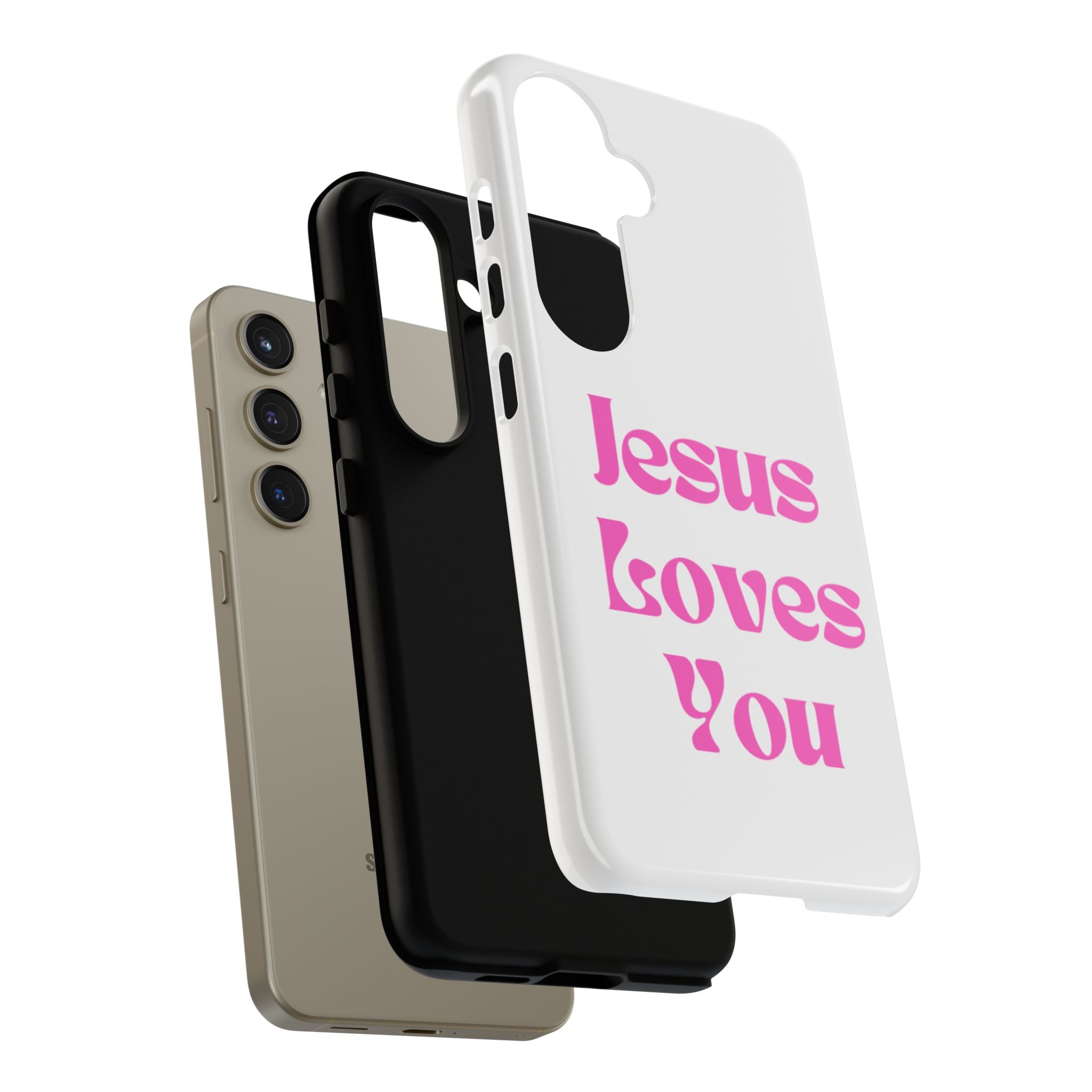 Jesus Loves You Phone Case — Pink Retro Christian Phone Cover