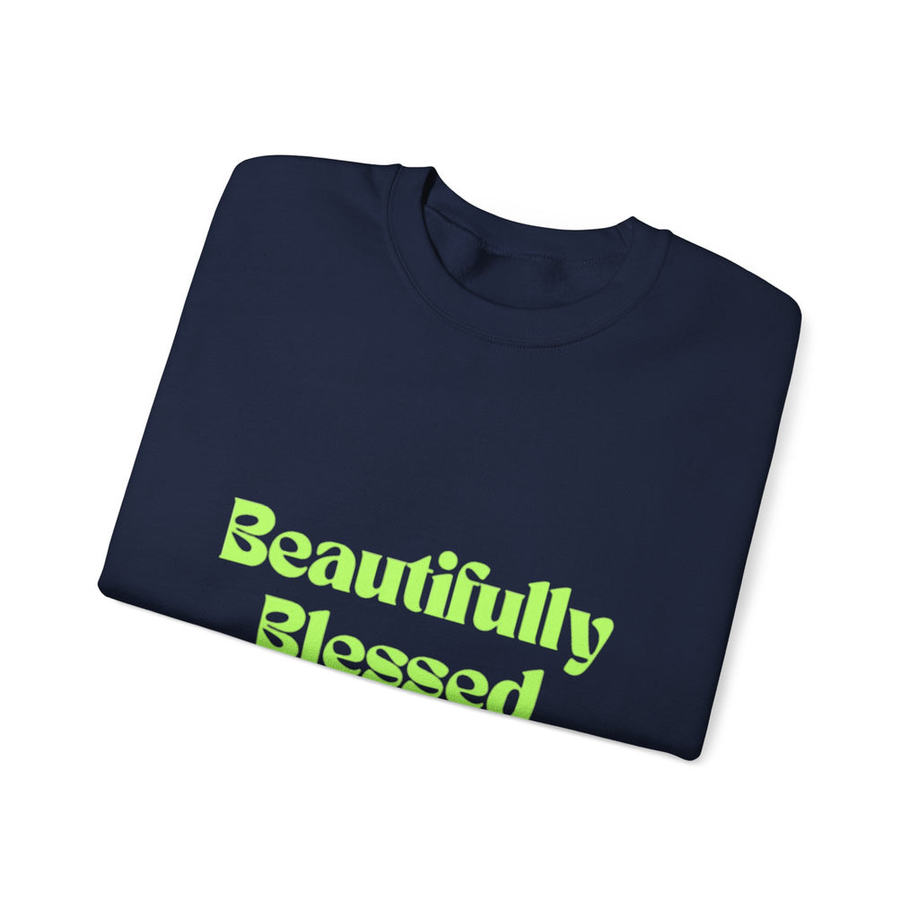 Beautifully Blessed sweatshirt | Inspirational Typography, Neon Green Text