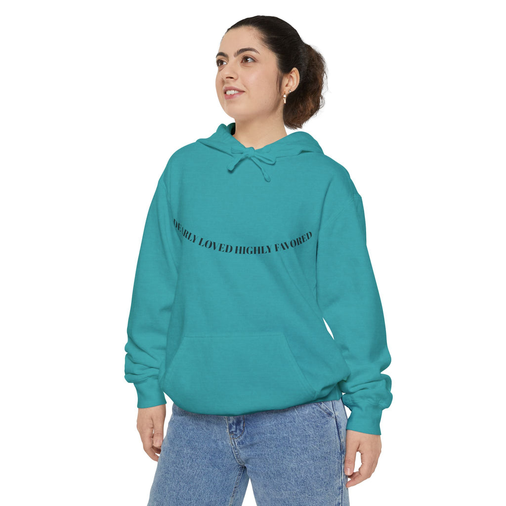 Dearly Loved and Highly Favored Curved Text Hoodie — "We Are Not Lucky, We’re Blessed" Comfort Pullover