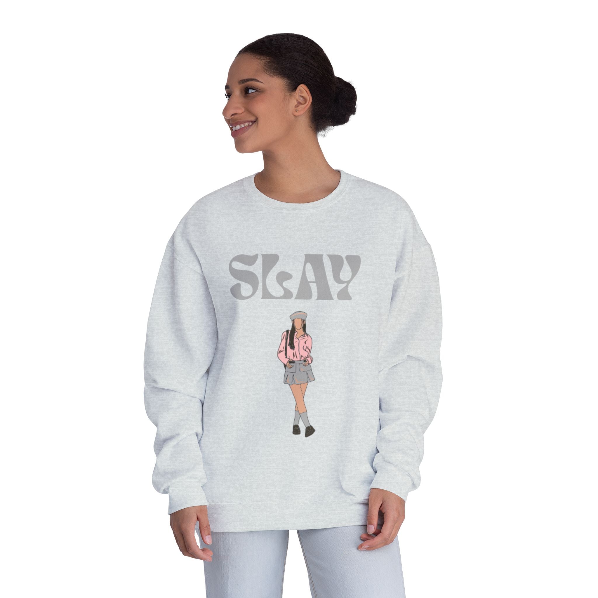 Slay Crewneck Sweatshirt — Vintage Girl Graphic Pullover