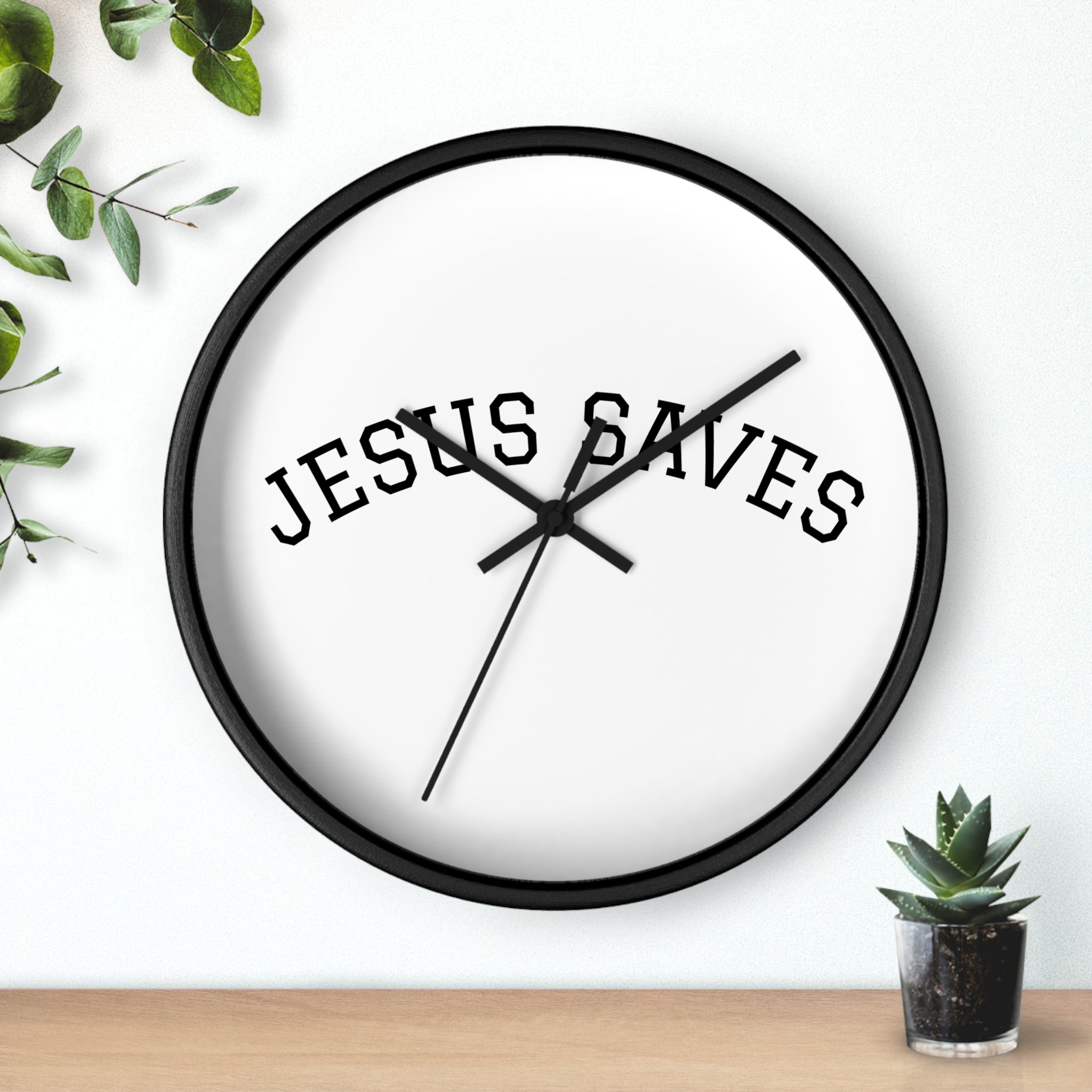 Jesus Saves Wall Clock – Minimalist Christian Home Decor