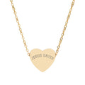 Heart Necklace — Engraved "Jesus Saves" Pendant Necklace (Silver or Rose Gold)