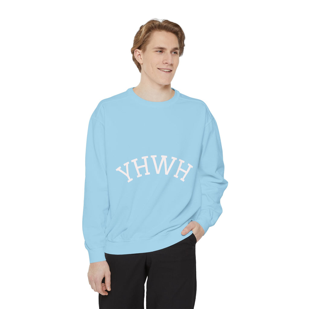 YHWH Arch Logo Sweatshirt  Soft White Garment-Dyed Crewneck
