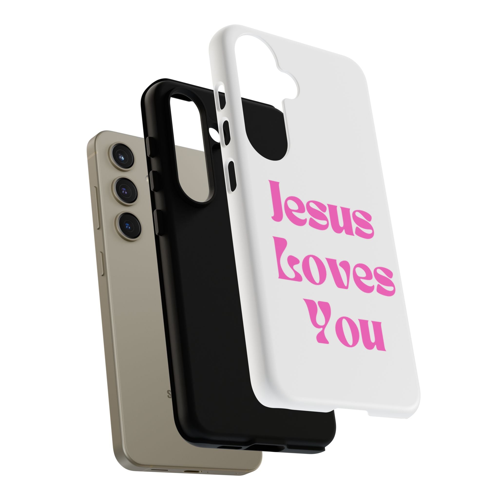 Jesus Loves You Phone Case — Pink Retro Christian Phone Cover
