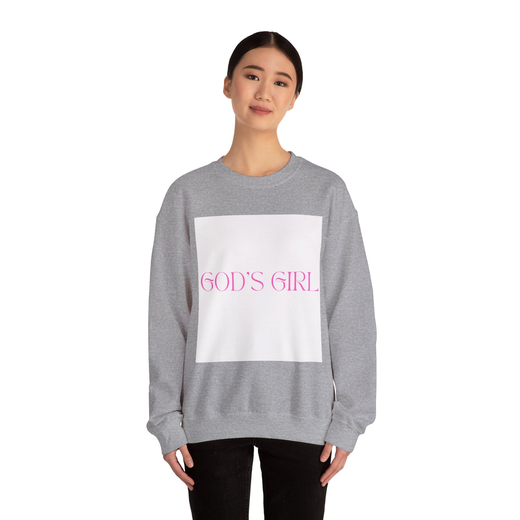 Crewneck Sweatshirt — "GOD'S GIRL" Pink Script Christian Pullover