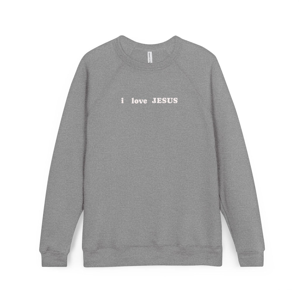 'I love JESUS' Raglan Sweatshirt — Christian Crewneck Pullover