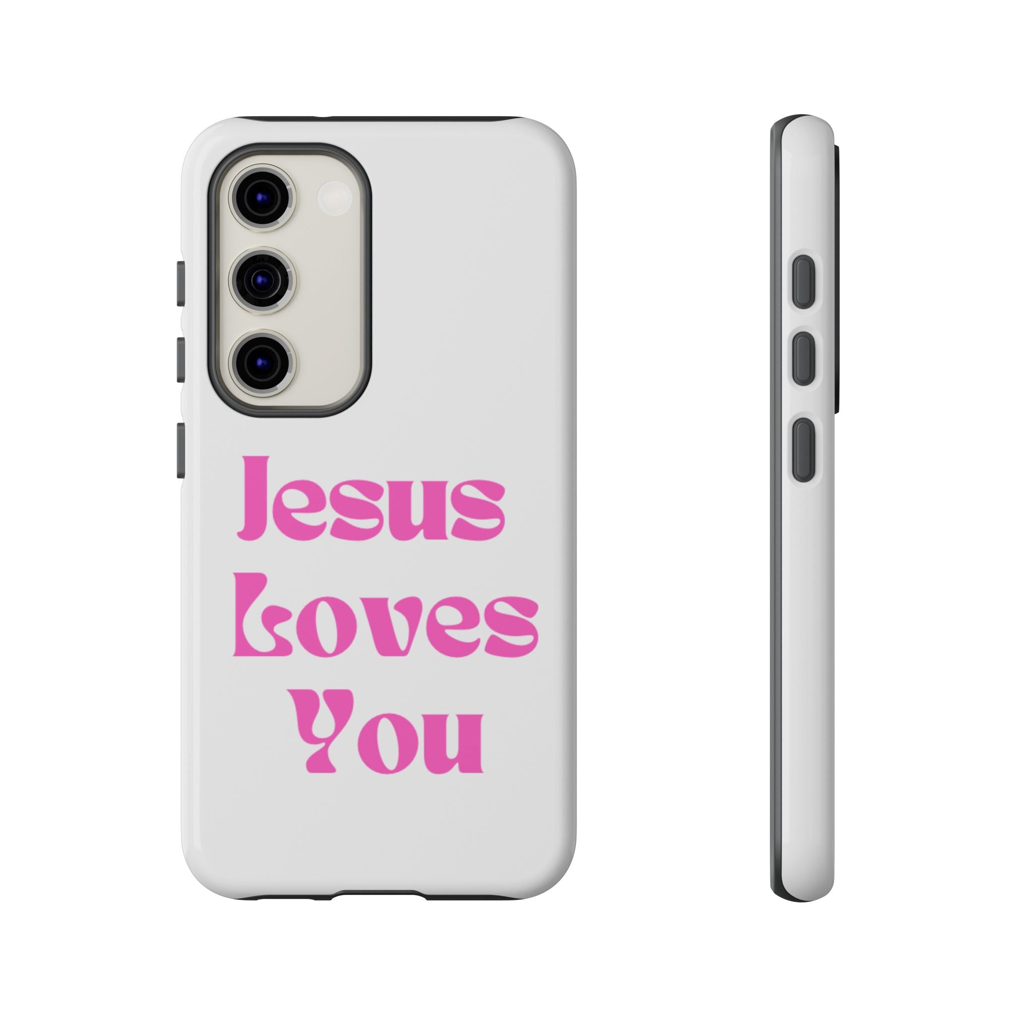 Jesus Loves You Phone Case — Pink Retro Christian Phone Cover