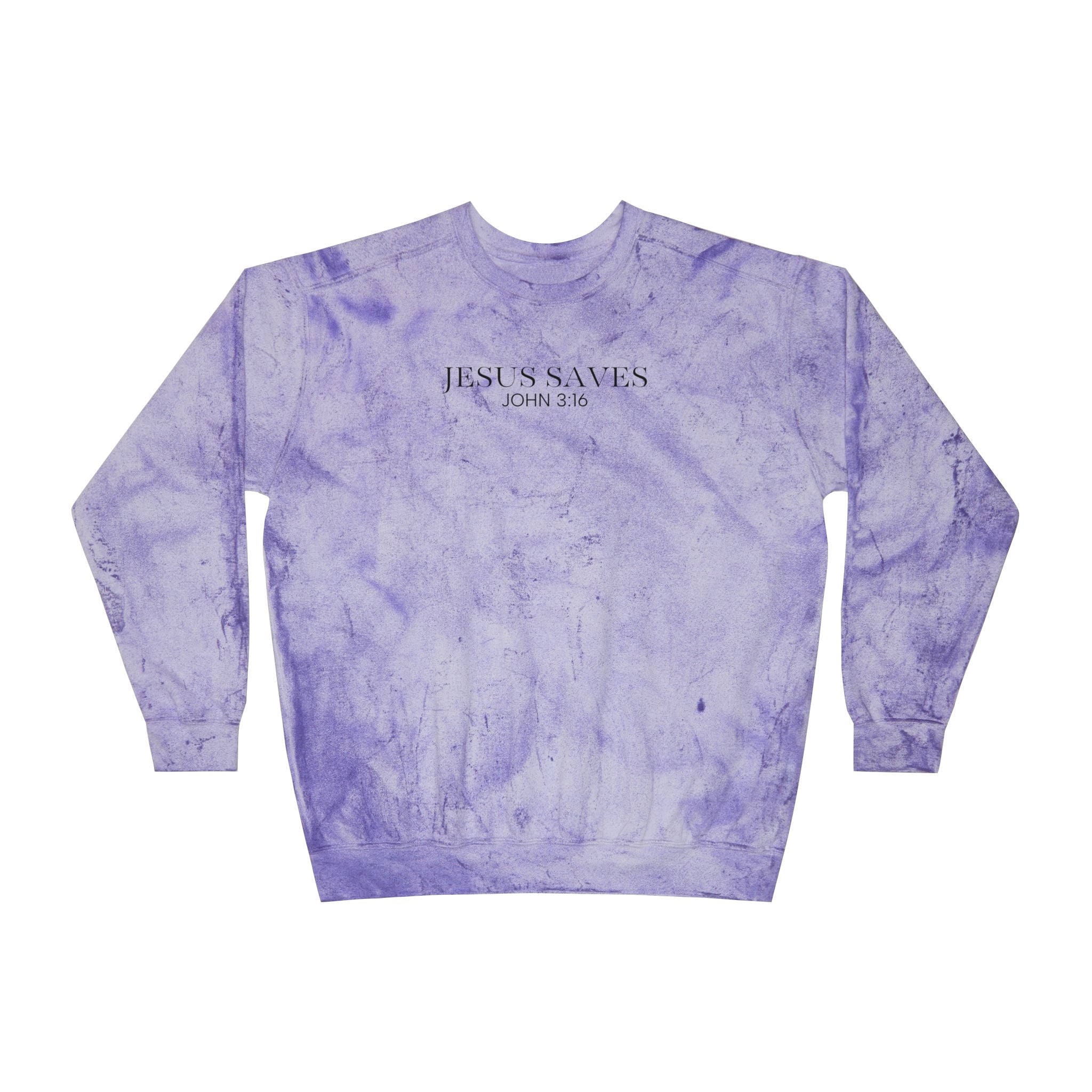 Jesus Saves Crewneck Sweatshirt - Marble Tie-Dye Christian Pullover