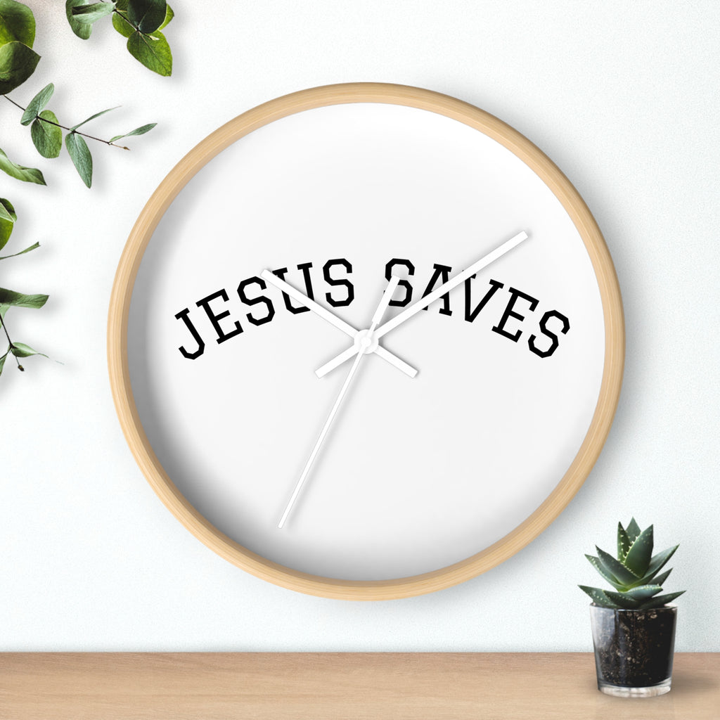 Jesus Saves Wall Clock – Minimalist Christian Home Decor
