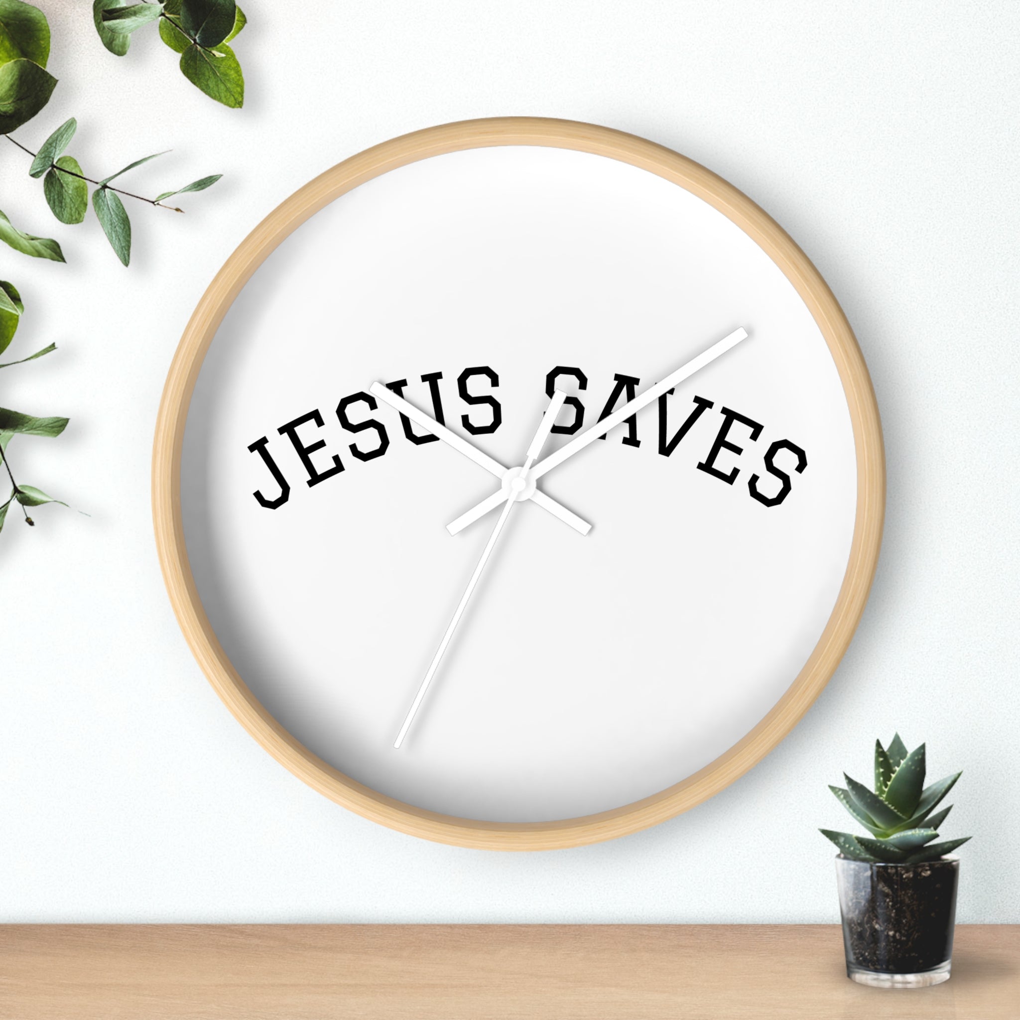 Jesus Saves Wall Clock – Minimalist Christian Home Decor
