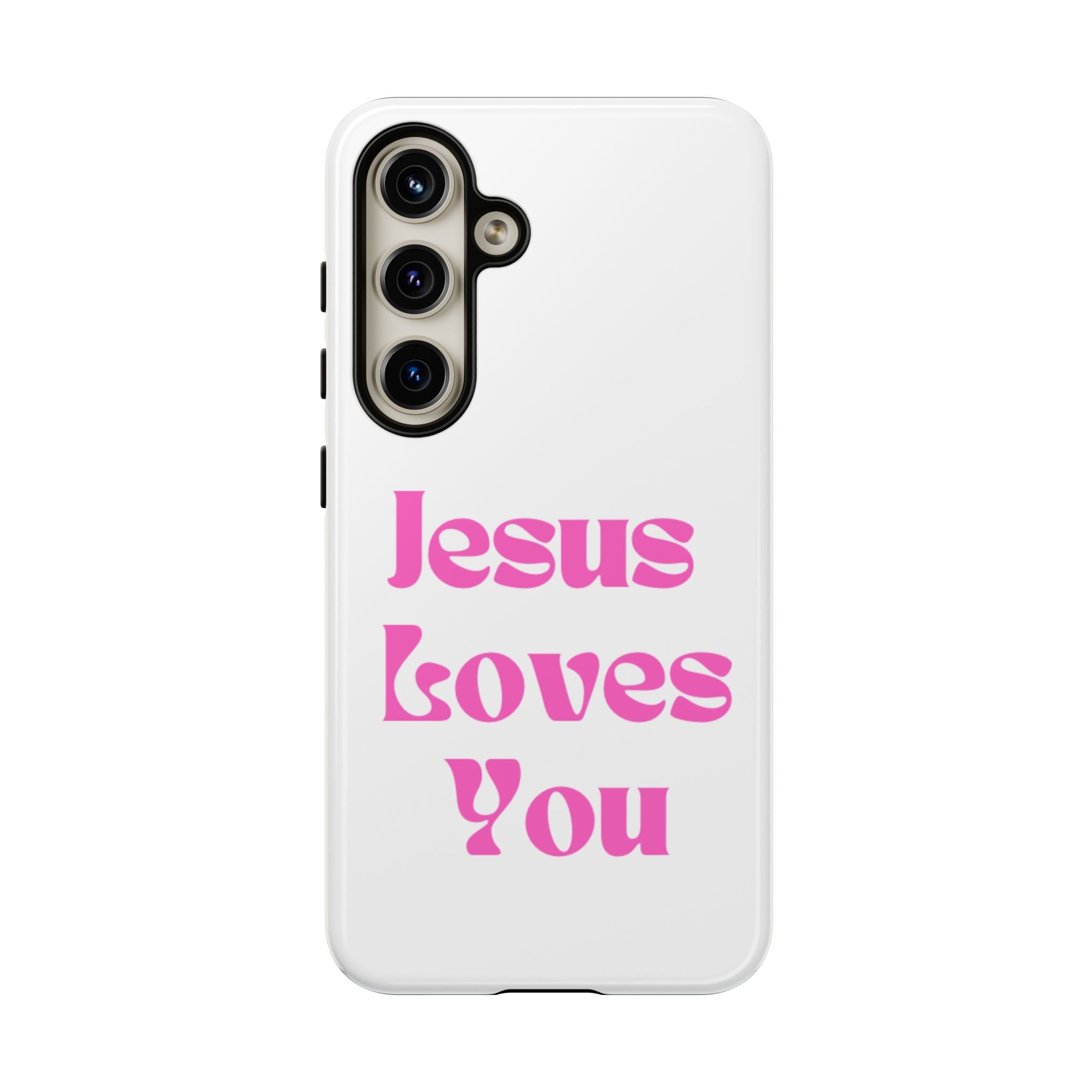 Jesus Loves You Phone Case — Pink Retro Christian Phone Cover