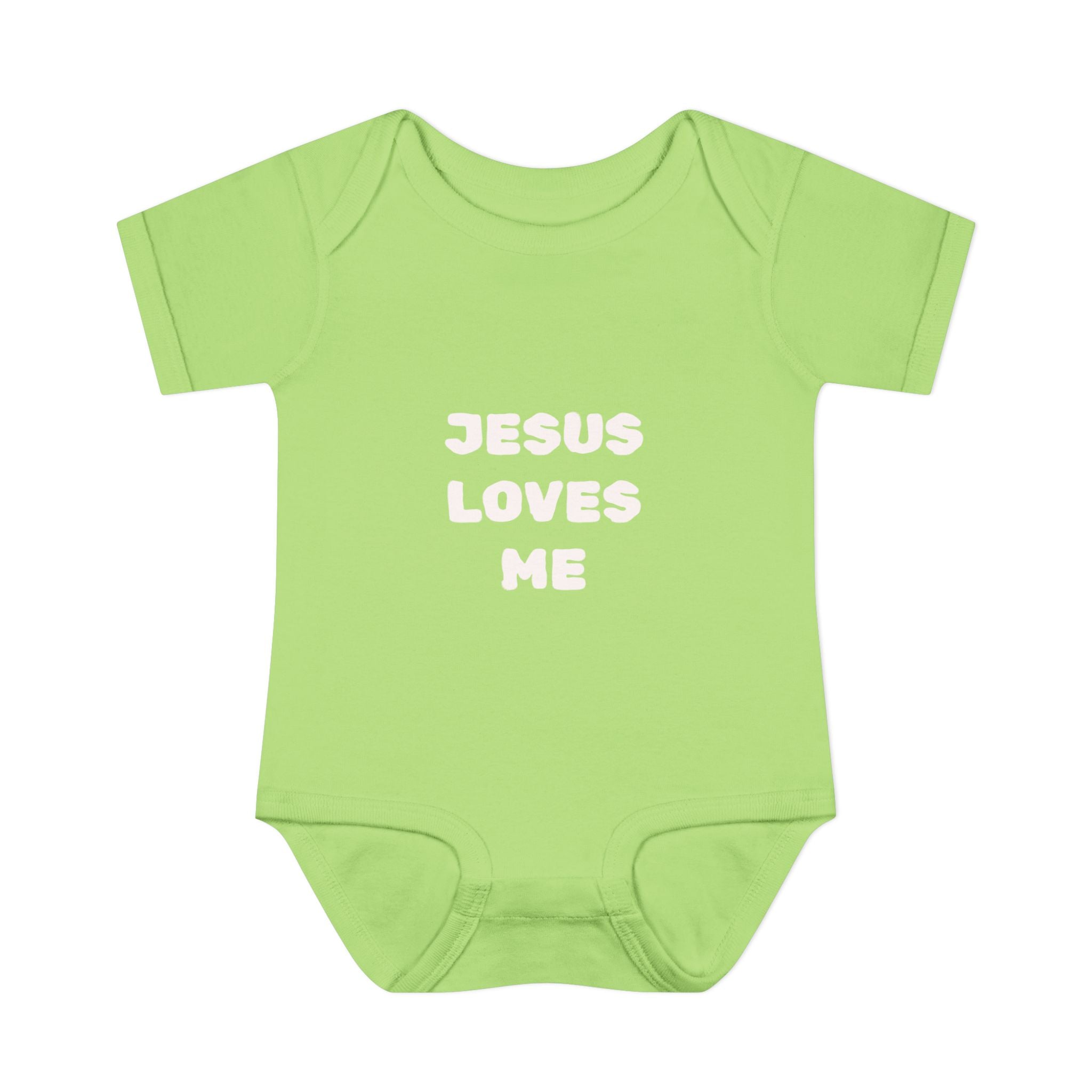 Jesus Loves Me Infant Rib One-Piece (Plain White)