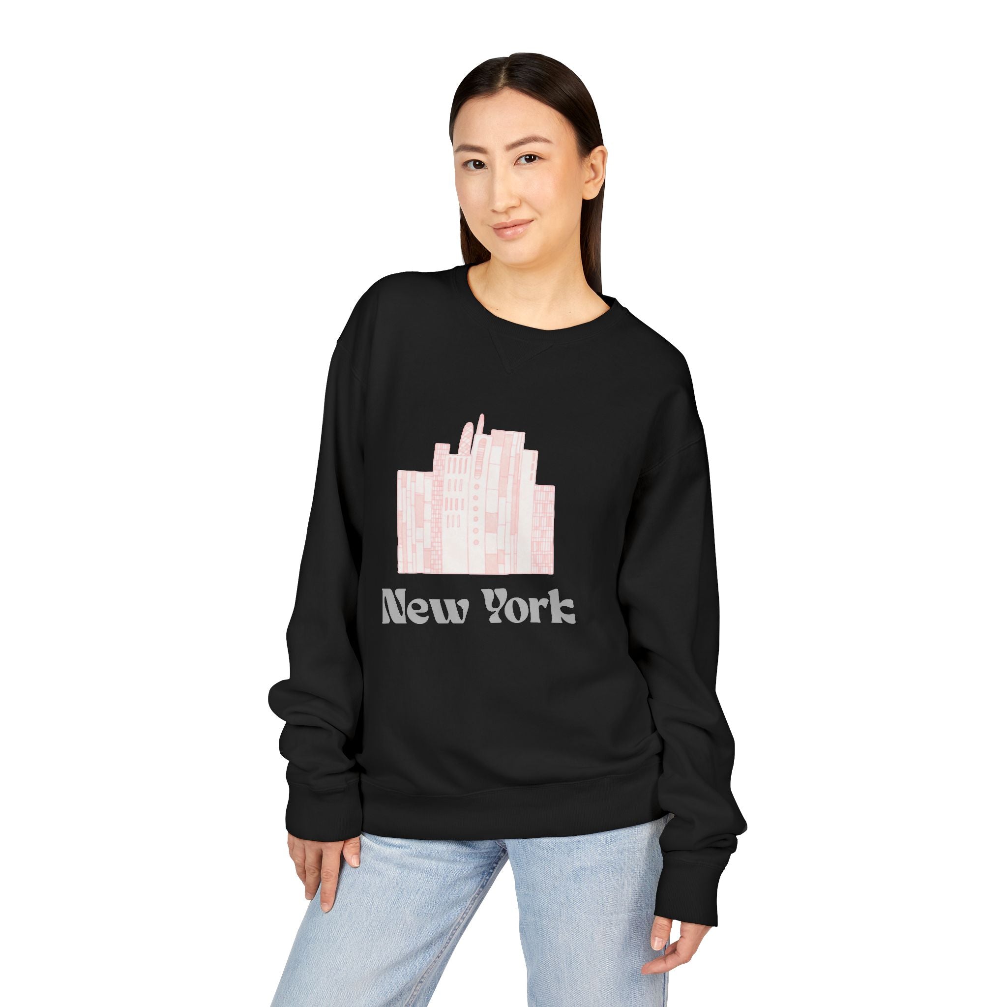 New York Skyline Crewneck Sweatshirt — Soft Pastel City Graphic
