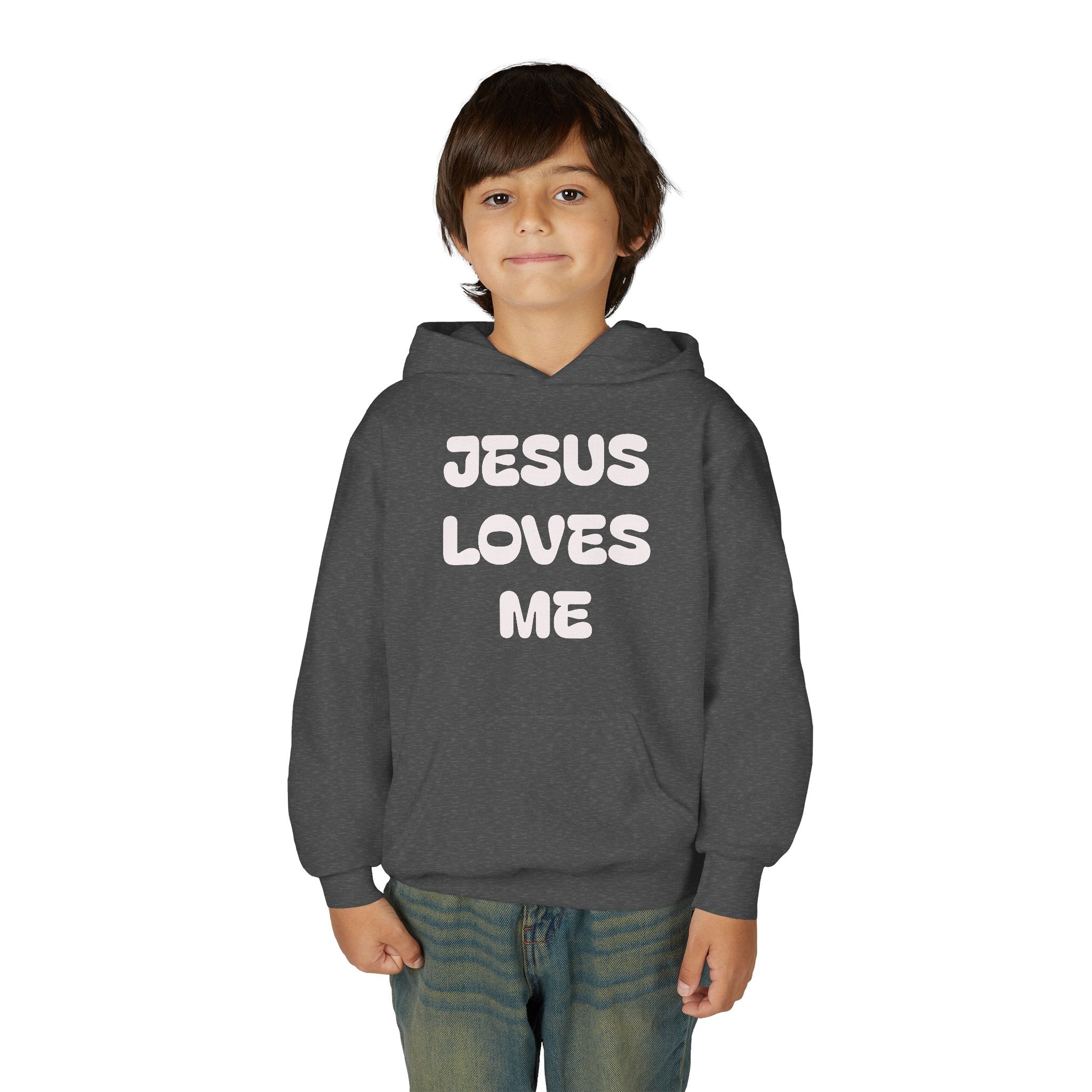 Youth Hoodie — 'Jesus Loves Me' Pastel Faith Pullover