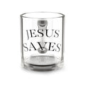 Jesus Saves 10oz Glass Mug — Clear Christian Coffee Cup