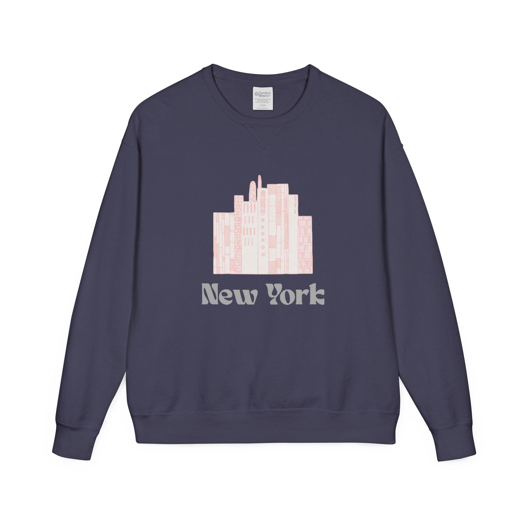 New York Skyline Crewneck Sweatshirt — Soft Pastel City Graphic