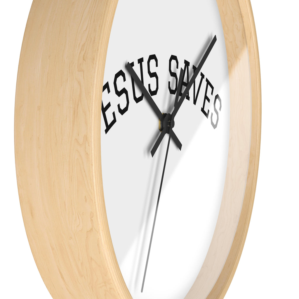 Jesus Saves Wall Clock – Minimalist Christian Home Decor