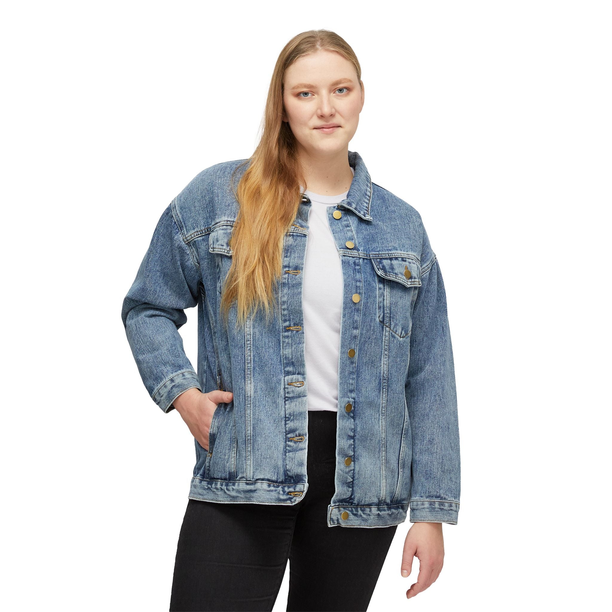 Women’s Denim Jacket — Classic Light Wash Jean Jacket, Casual Layering Piece