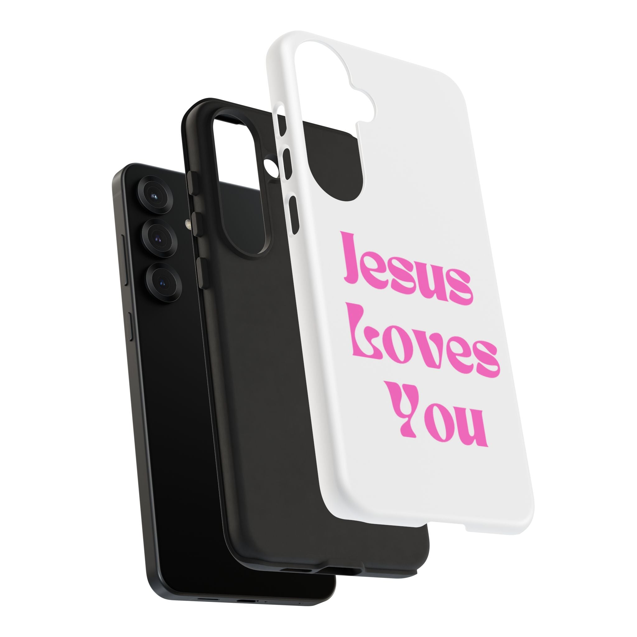 Jesus Loves You Phone Case — Pink Retro Christian Phone Cover