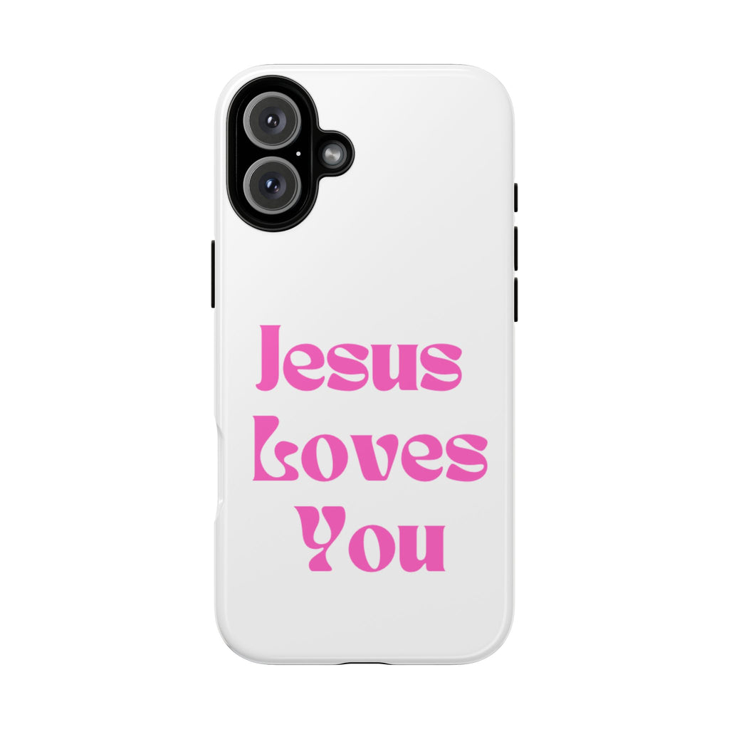 Jesus Loves You Phone Case — Pink Retro Christian Phone Cover