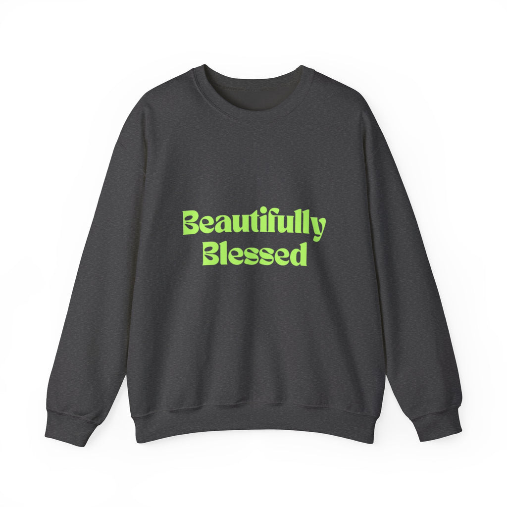 Beautifully Blessed sweatshirt | Inspirational Typography, Neon Green Text