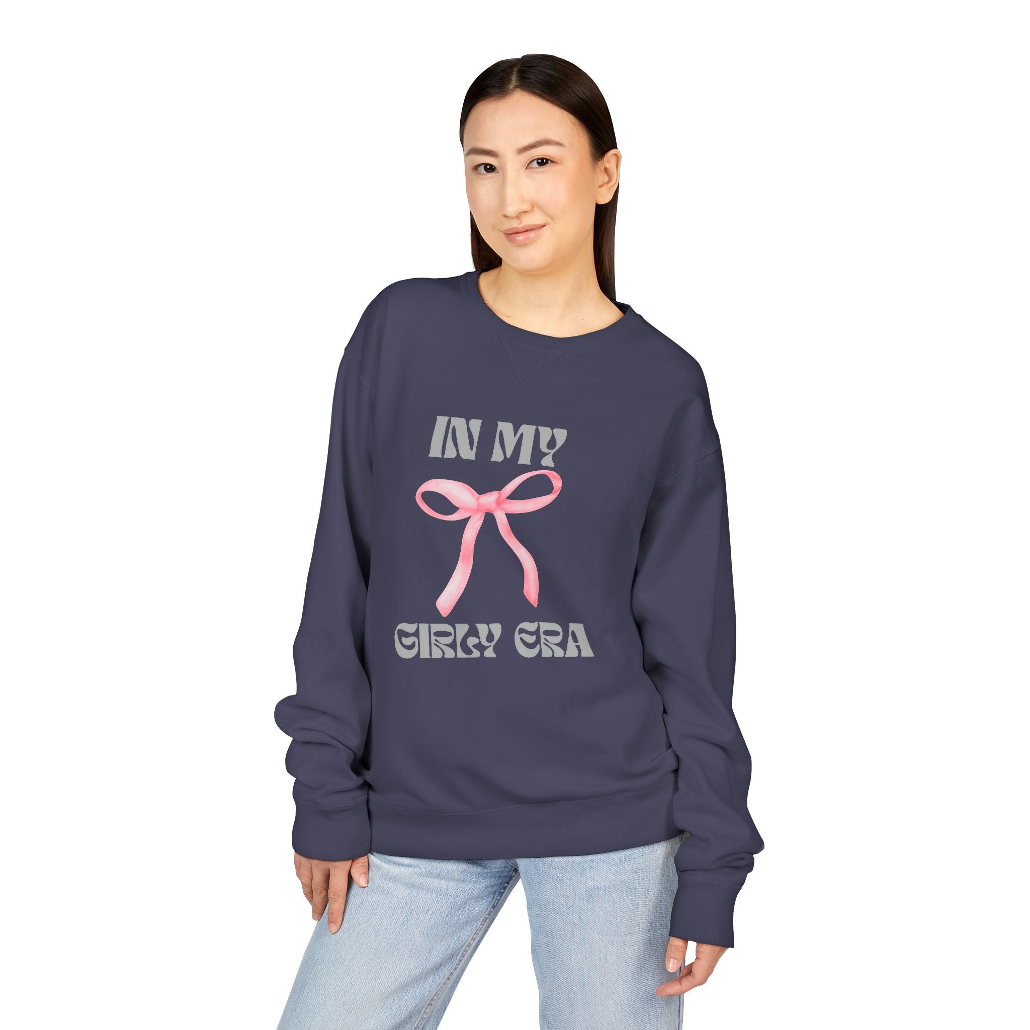 "In My Girly Era" Pink Ribbon Graphic Sweatshirt