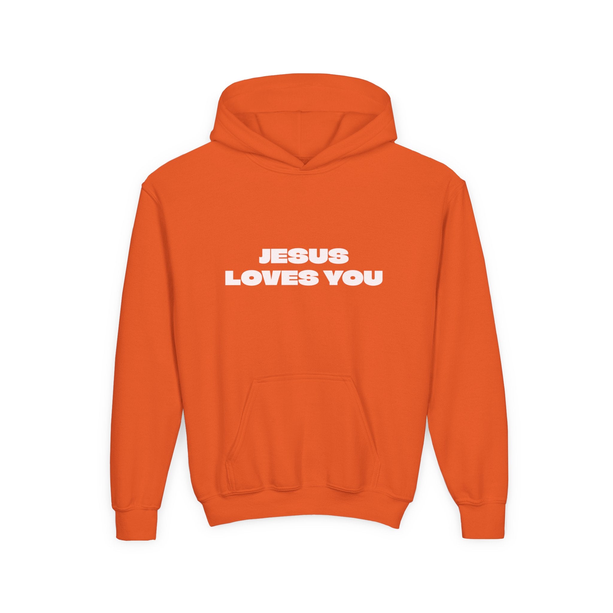 Youth Hoodie — "Jesus Loves You" Christian Faith Pullover