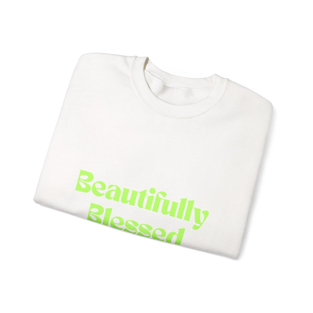 Beautifully Blessed sweatshirt | Inspirational Typography, Neon Green Text