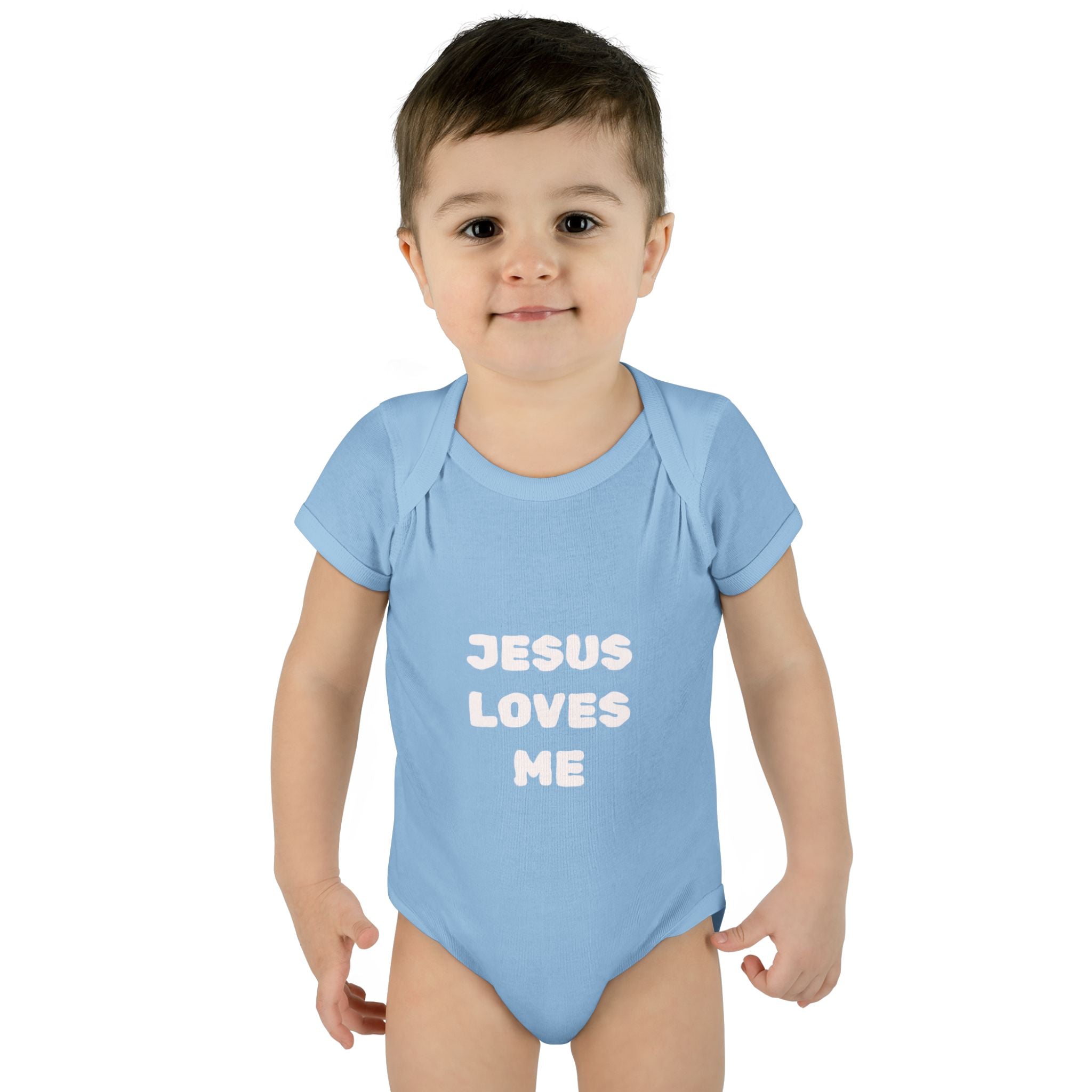 Jesus Loves Me Infant Rib One-Piece (Plain White)