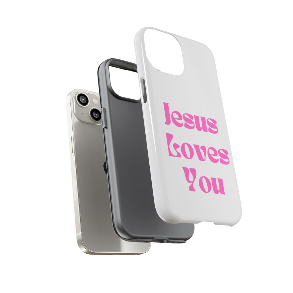 Jesus Loves You Phone Case — Pink Retro Christian Phone Cover